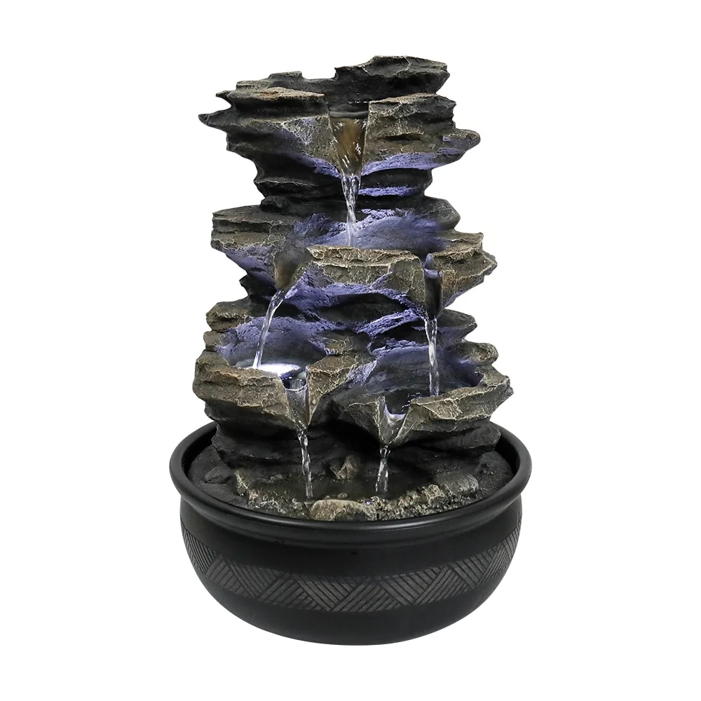 15.7'' H Tabletop Indoor Rock Waterfalls Fountains with LED Light