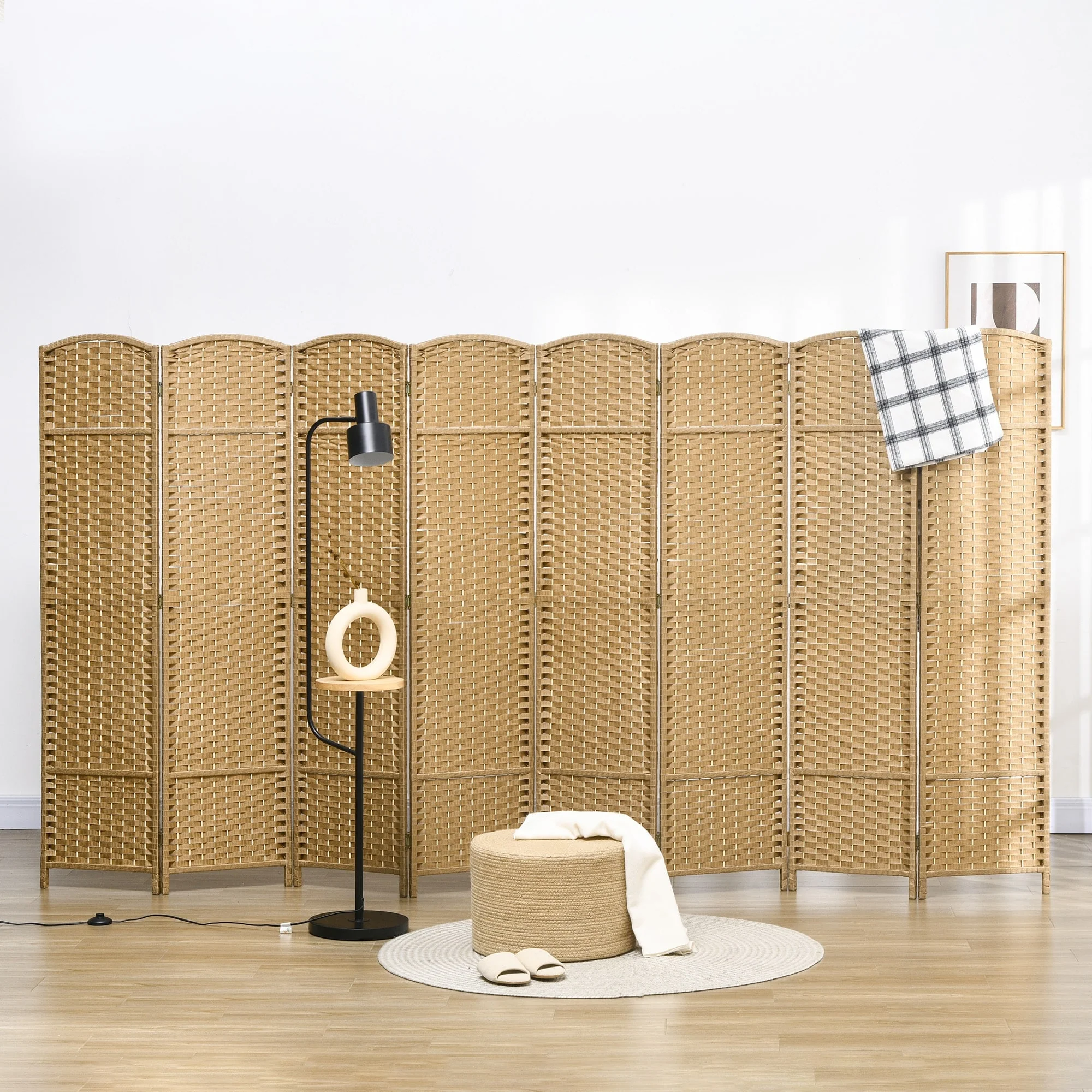 HOMCOM Room Divider, 8 Panel Folding Privacy Screen, 5.6' Tall Freestanding Wall Partition