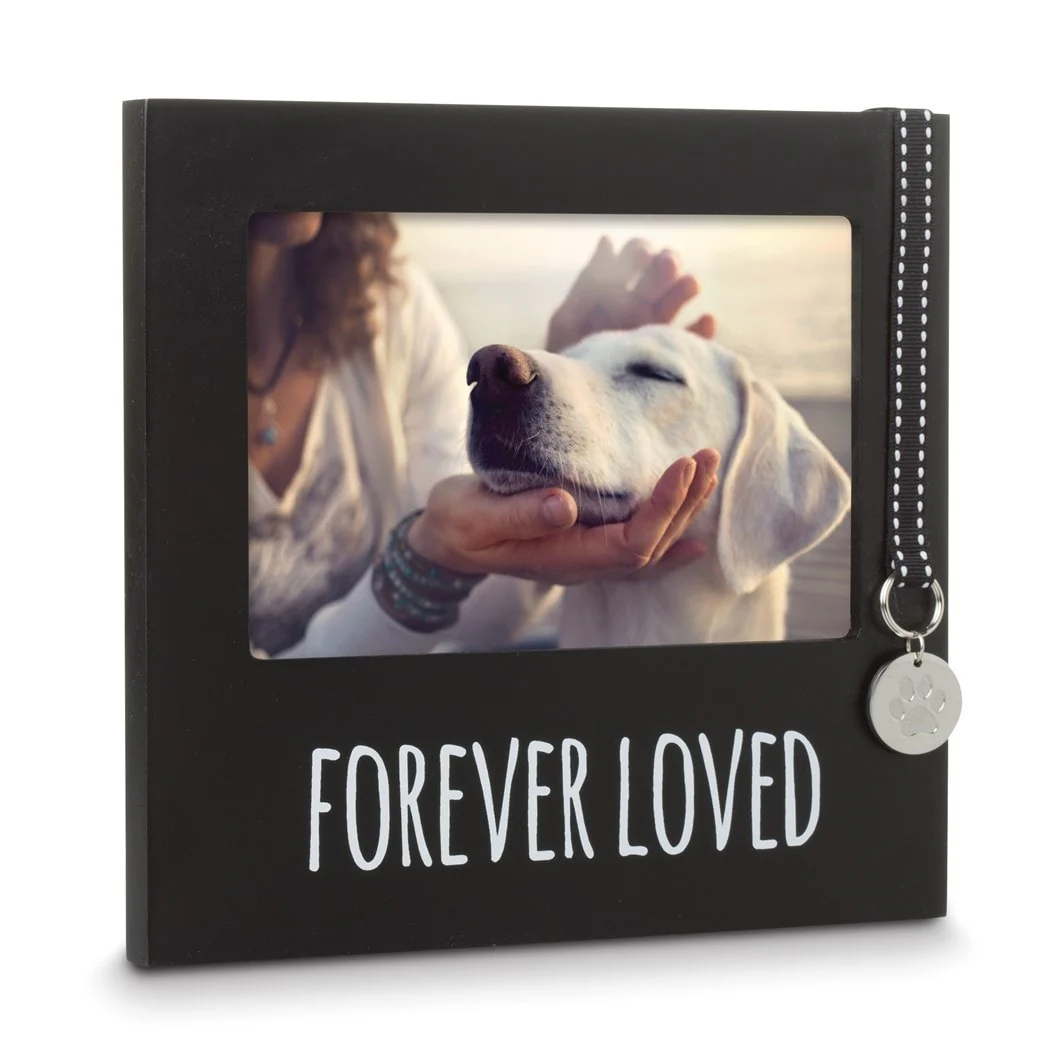 Curata Black Wooden Forever Loved Pet Memorial Remembrance 4x6 Photo Frame