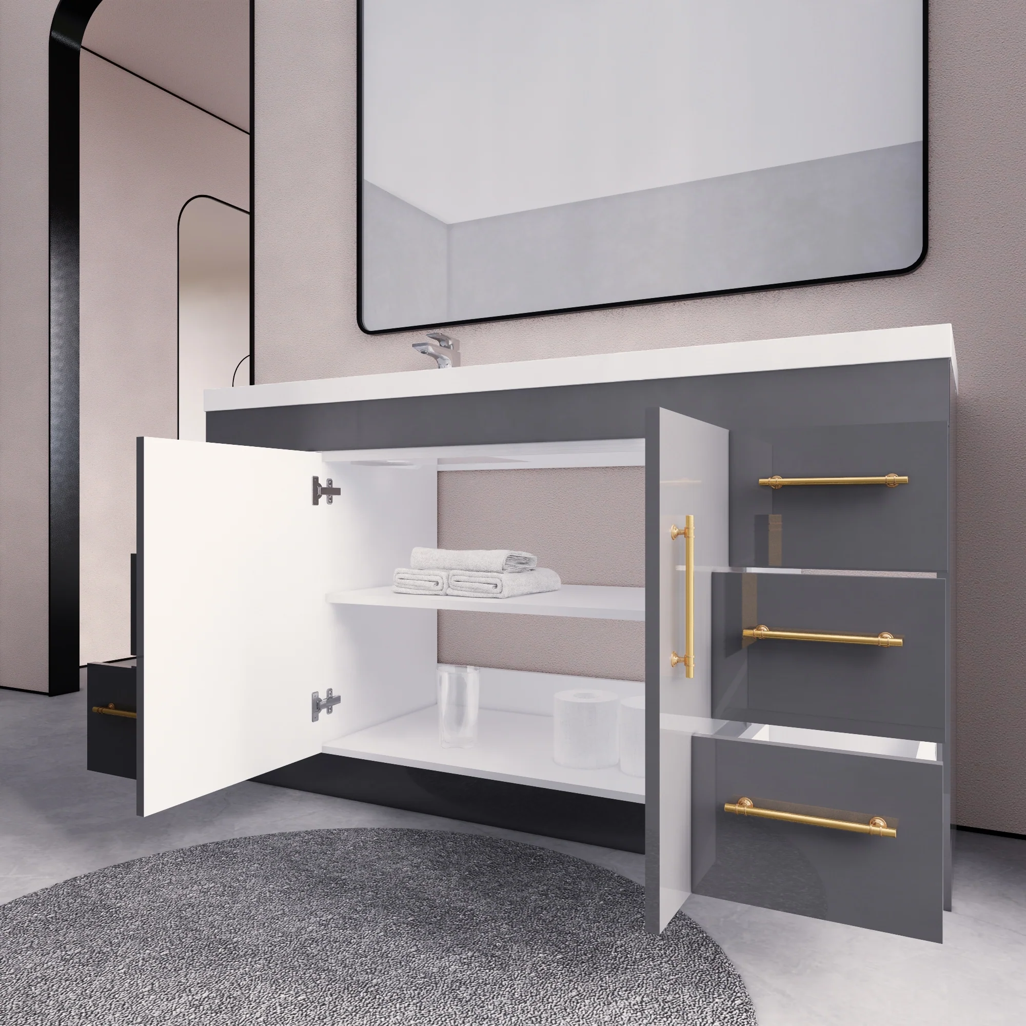 Eliza 60'' Freestanding Vanity with Single Sink on the Left