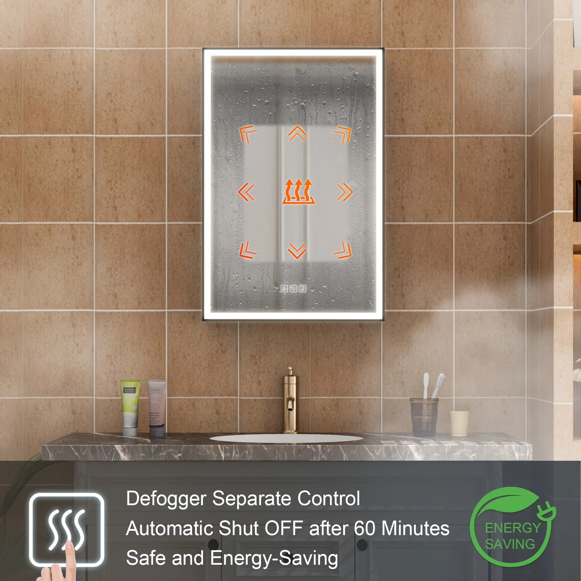 30 in. H Recessed or Surface Wall Mounted LED Mirror Cabinet With Black Side Cabinet