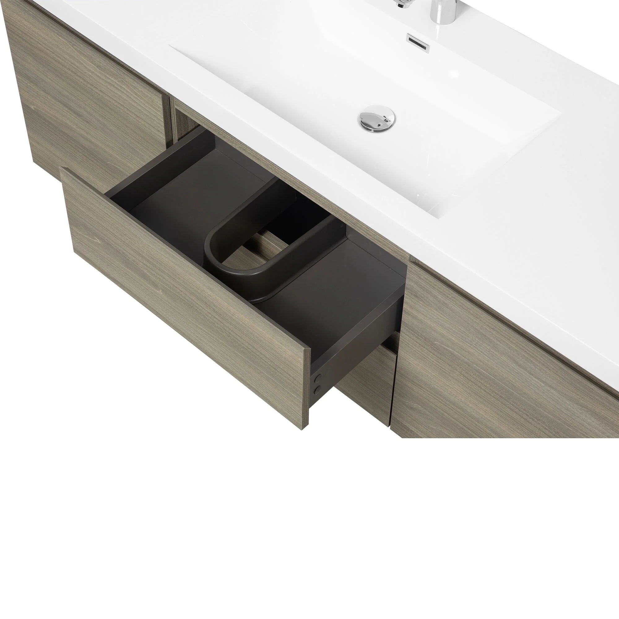 MDF Floating Bathroom Vanity with Integrated Resin Sink