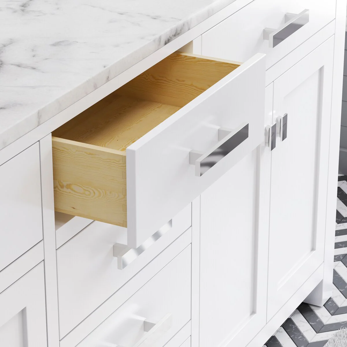 Water Creation Madison 72-inch Solid White Double Sink Bathroom Vanity