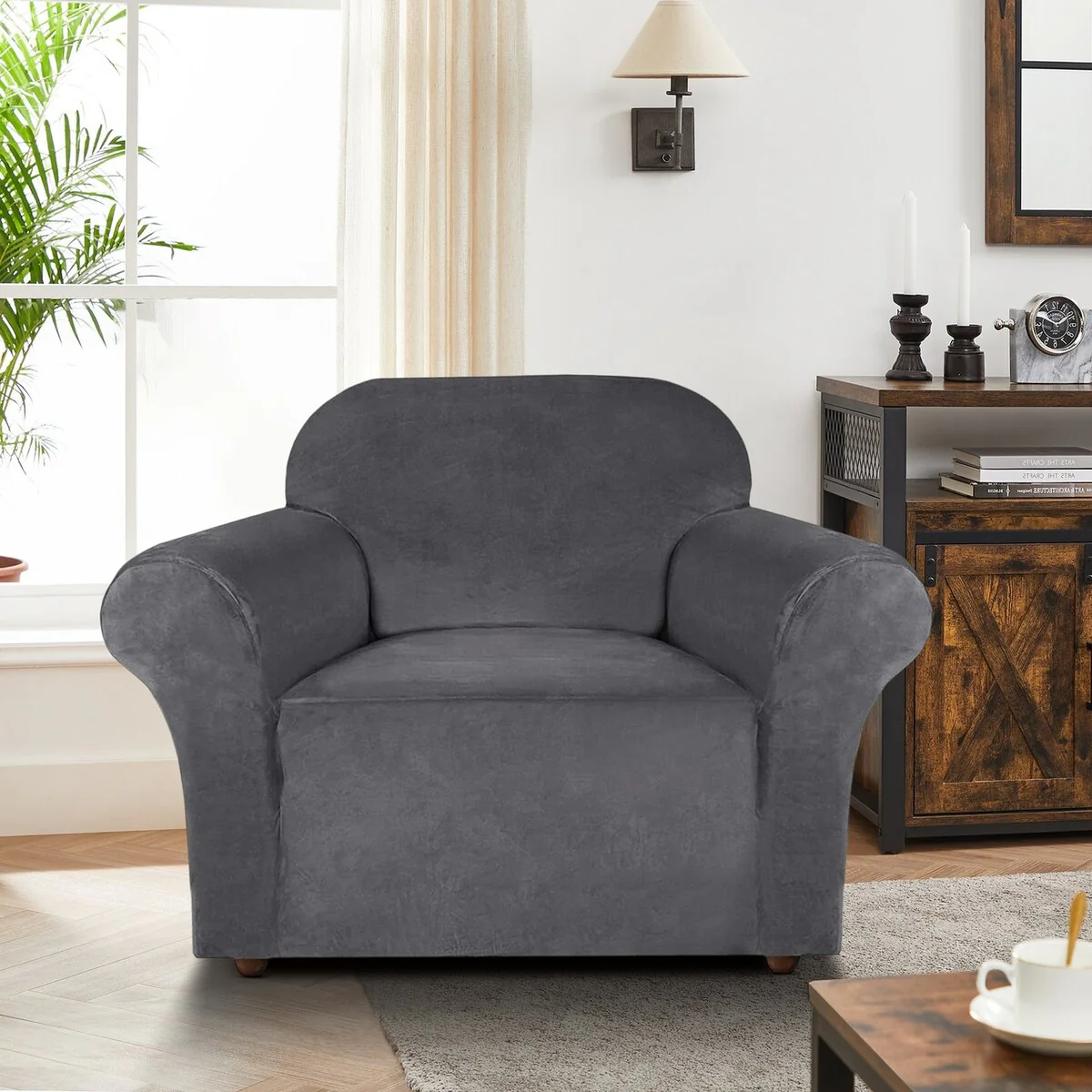 Enova Home Ultra Soft 1 Piece Armchair Slipcover Durable Furniture Protector for Living Room