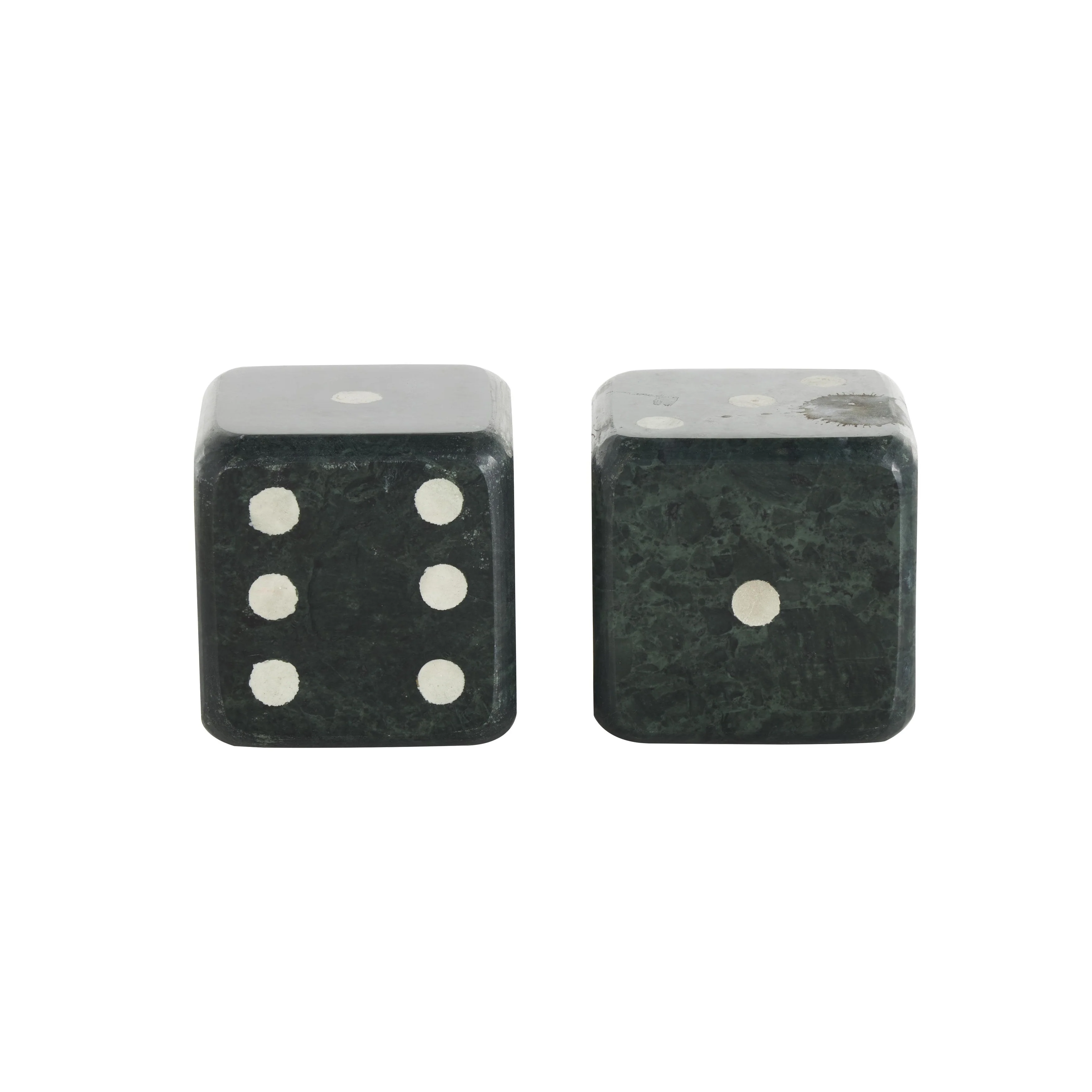 Marble Dice Decorative Bookends - Set of 2 Black, White or Green - Roche River Decor