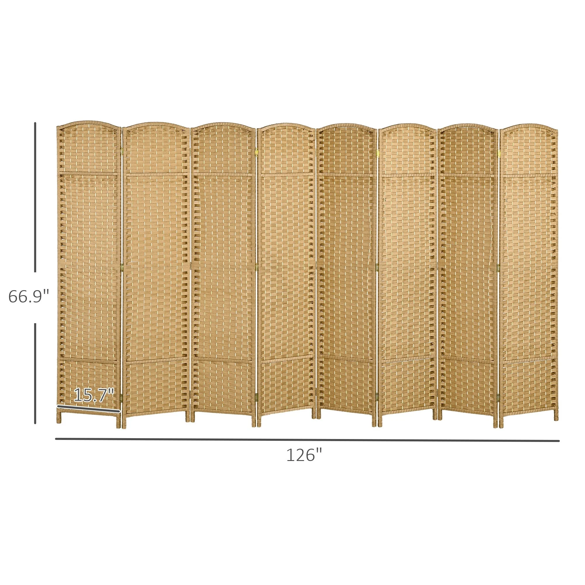 HOMCOM Room Divider, 8 Panel Folding Privacy Screen, 5.6' Tall Freestanding Wall Partition