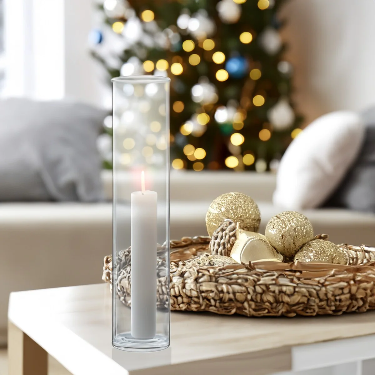 Clear Glass Cylinder Hurricane Chimney Tube, Candle Cover - 1 Piece