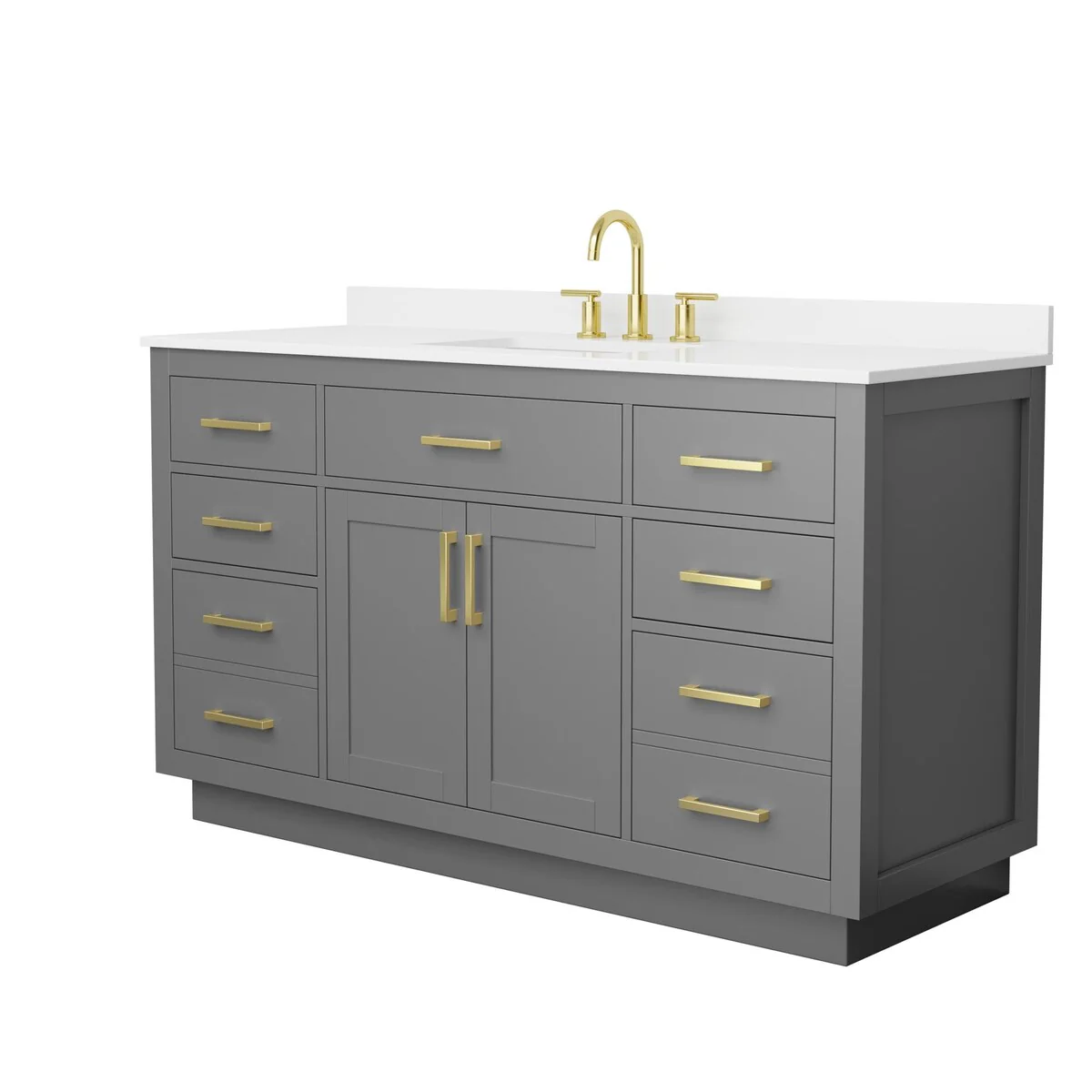 Beckett TK 60-inch Single Vanity, 3 Hole Quartz Top