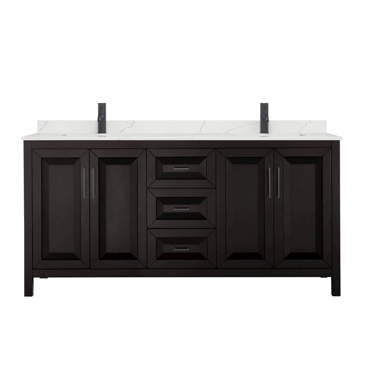 Daria 72-inch Double Vanity, Single Hole Quartz Top