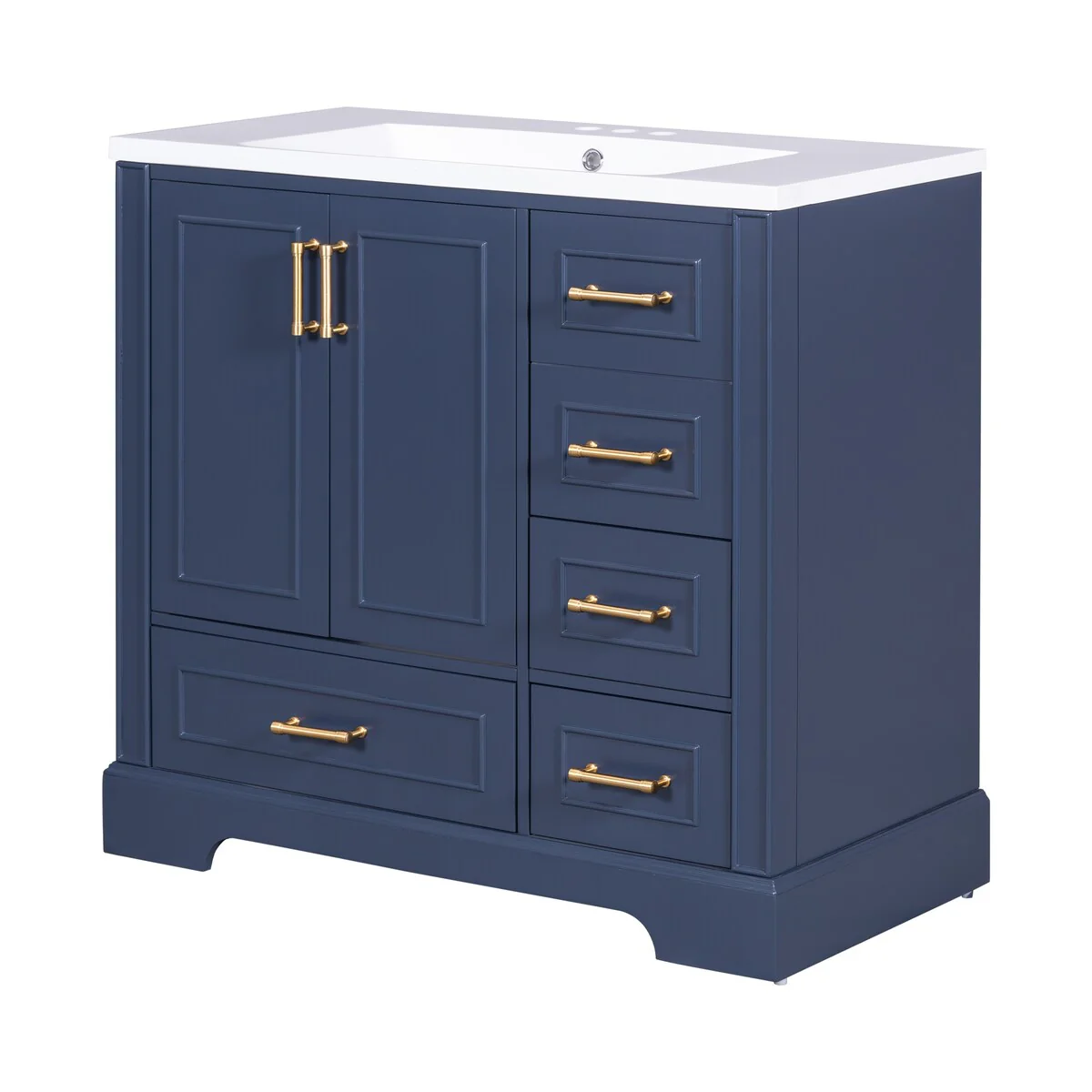 Bathroom Cabinet with Two Doors and Four Drawers