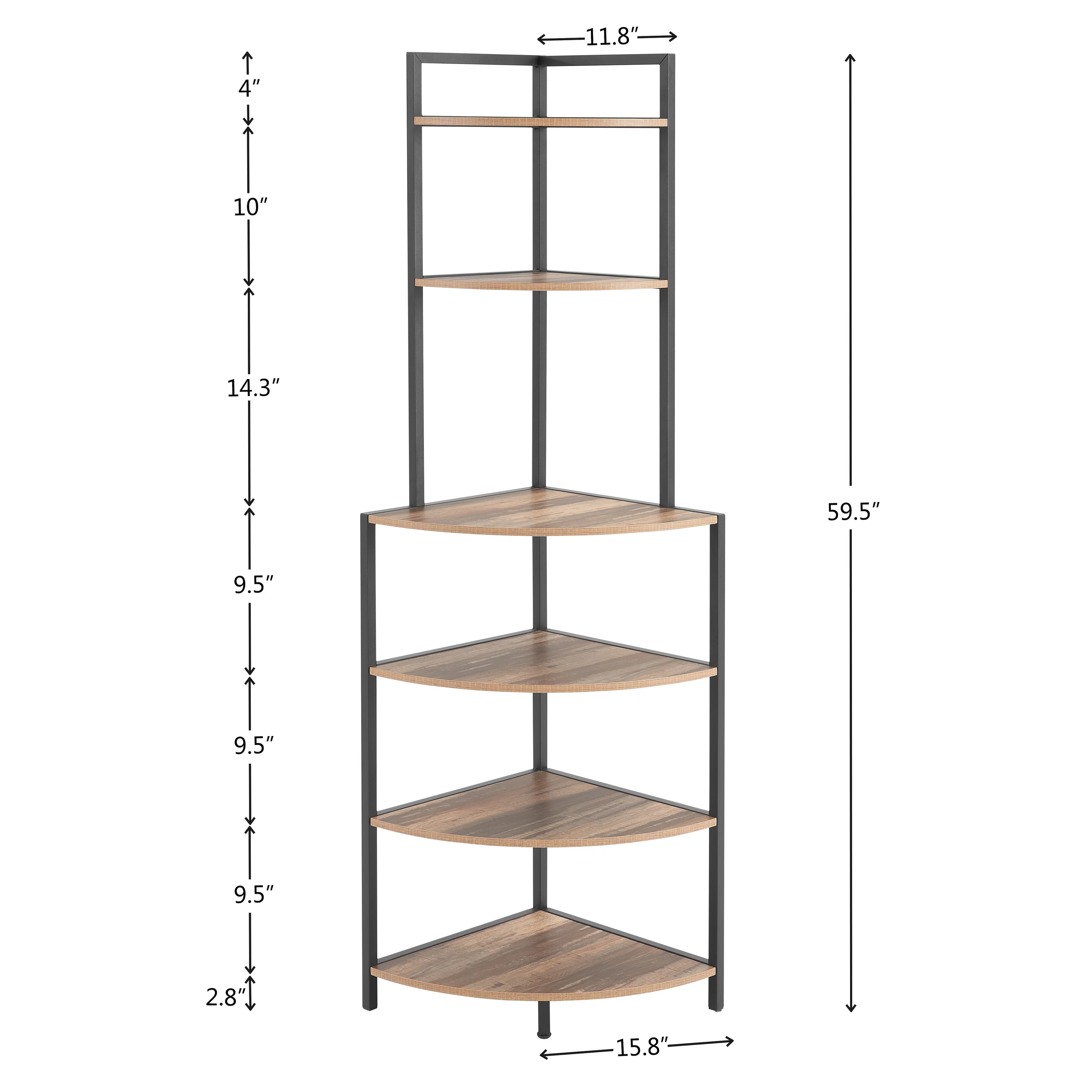 Modern Corner 6-Tier Open Shelf Wood Bookcase