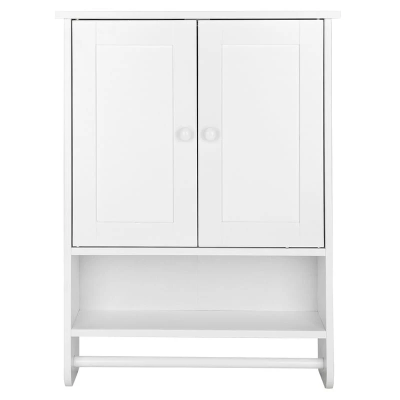 2-Doors and 1- Shelf Cottage Collection Wall Mount Bathroom Cabinet Wooden Storage Organizer
