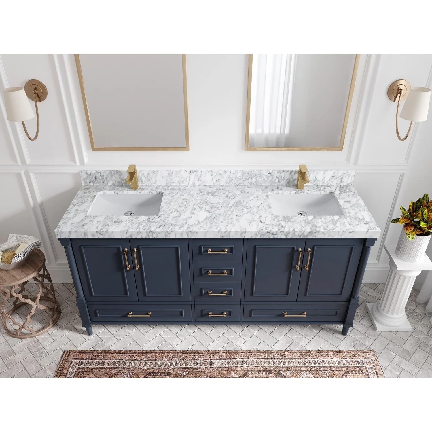 Willow Collections 72 in. W x 22 in. D Aberdeen Double Sink Bathroom Vanity with Countertops
