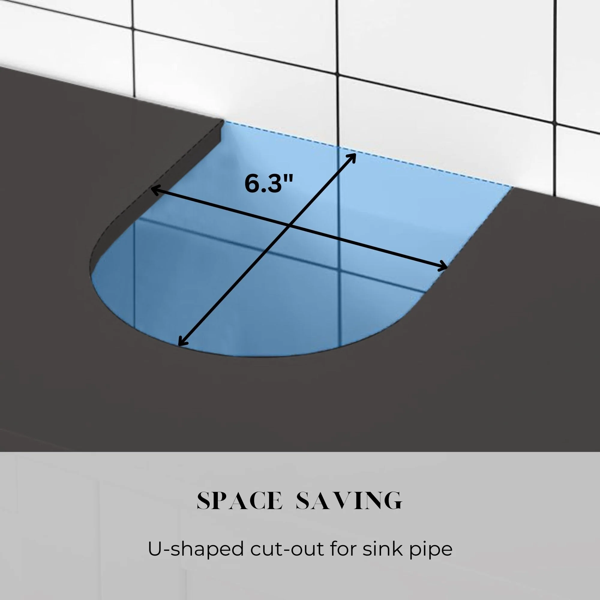Under Sink Cabinet with U-Shaped Cut-Out with Towel Holder - 27