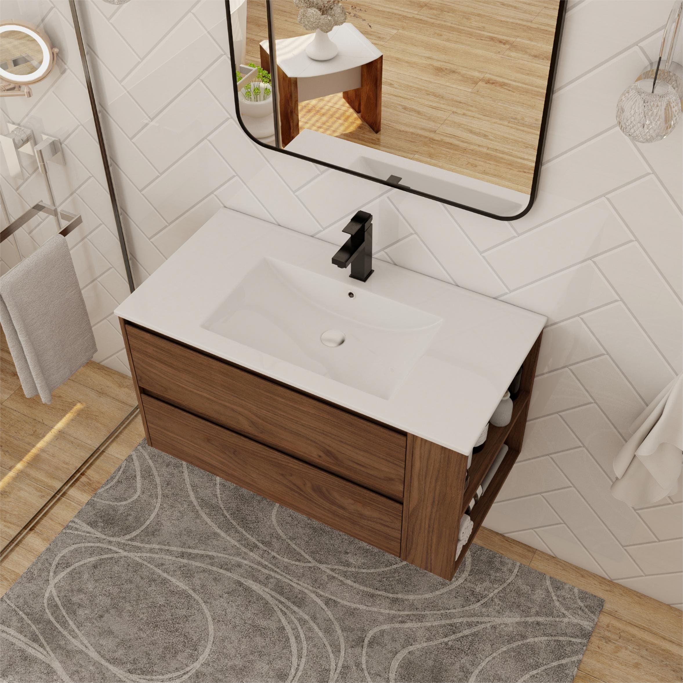 Beingnext 30''/36'' Single Sink Floating Bathroom Vanity with Soft Close Drawer and Adjustable Shelf