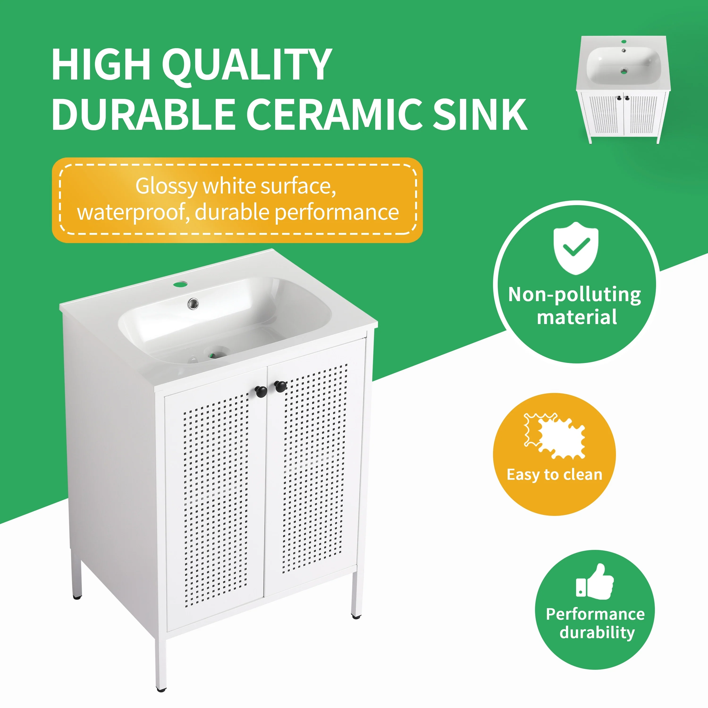 BNK 24/30 inch Freestanding Single Sink Bathroom Vanity with Soft Close Door and 1 adjustable shelf