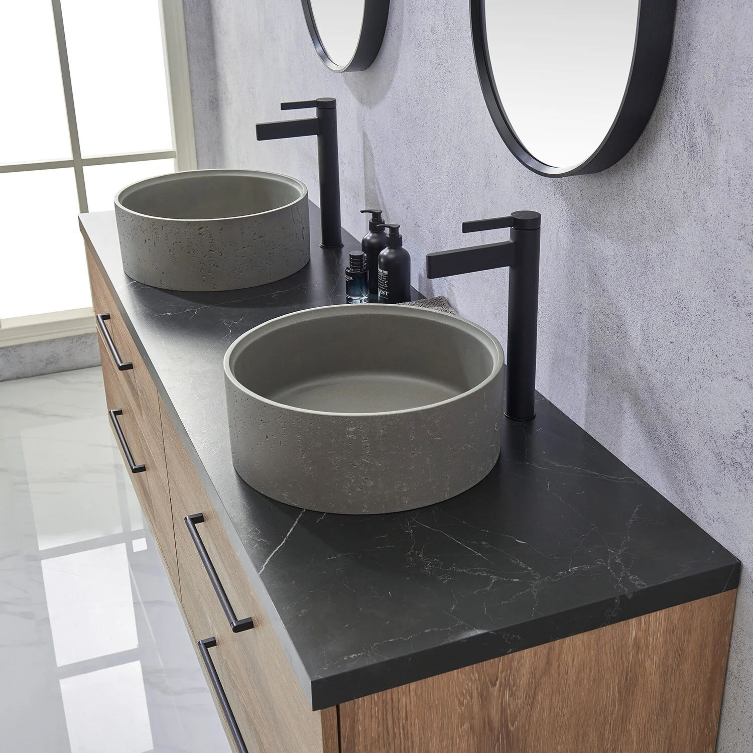 Trento Bath Vanity with Sintered Stone Top with Concrete Sink (R)