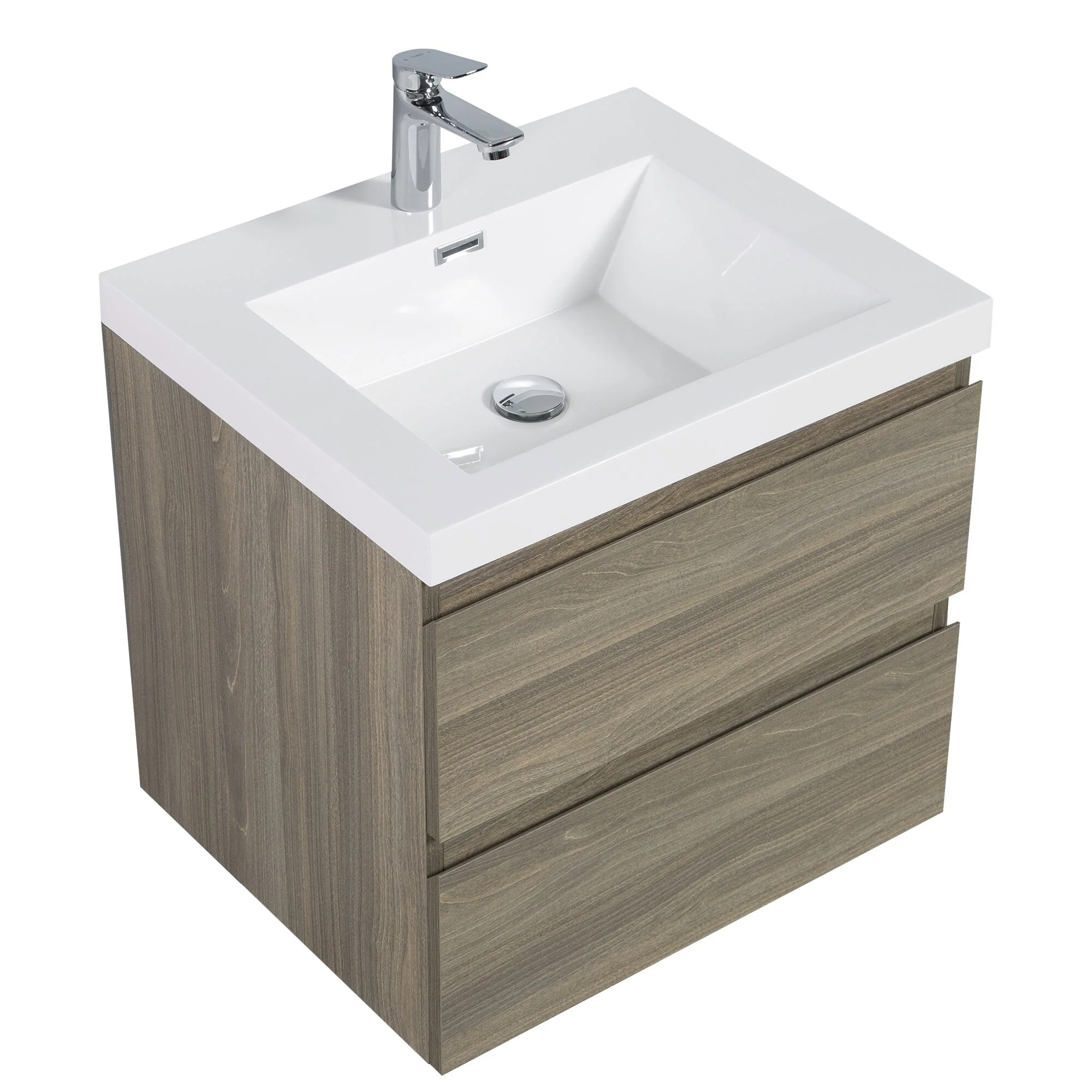 MDF Floating Bathroom Vanity with Integrated Resin Sink
