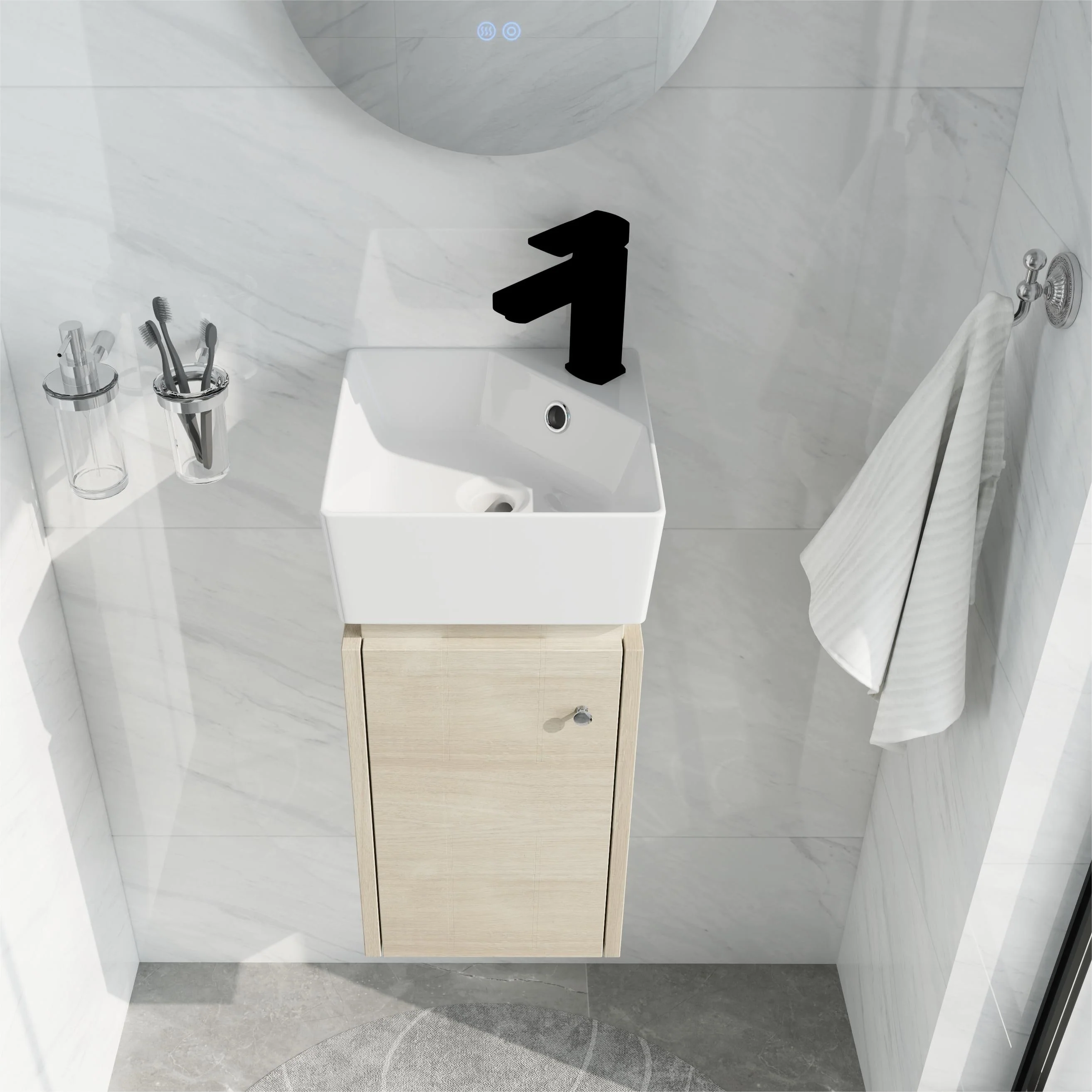 Bathroom Vanity With Sink In 12 Inch, Floating Bathroom Vanity With Soft Close Door