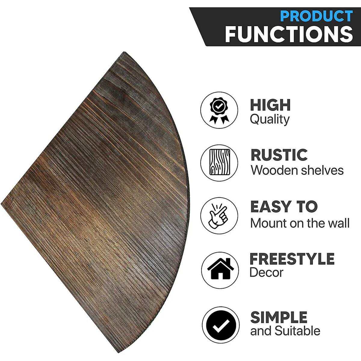 Wall Solid Wood Wall Hanging Floating Shelves Small Corner Shelf 2 Tier Set - Medium