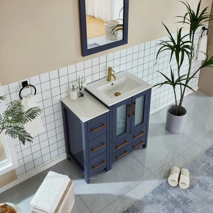 Vanity Art 36-Inch Single Sink Bathroom Vanity with Top & Free Mirror - 36 X 18.1 X 35.8