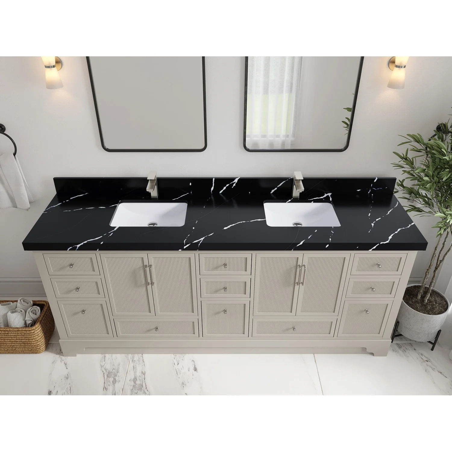 Willow Collections 84 in. W x 22 in. D Alys Double Bowl Sink Bathroom Vanity with Countertop