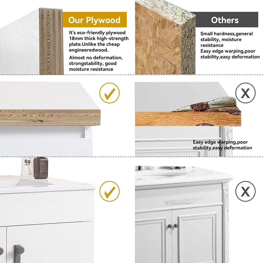 Bathroom Vanity with Metal Leg, White Ceramic Basin & 2 Soft Close Doors