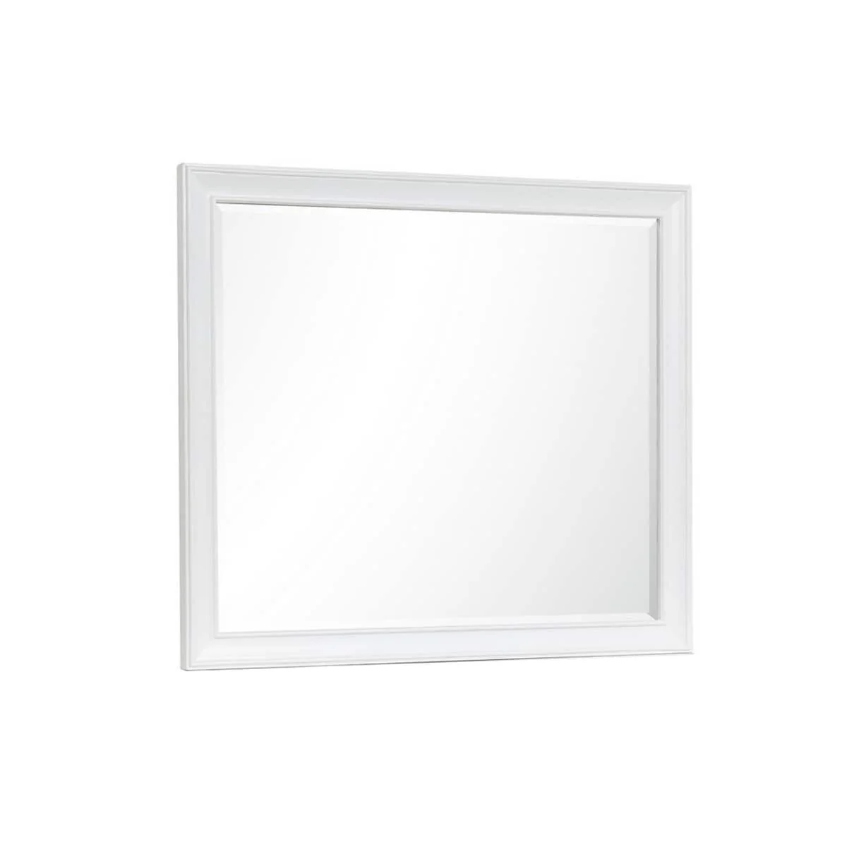 Limi 37 x 43 Dresser Mirror, Modern Wood Frame, White Brushed Finish