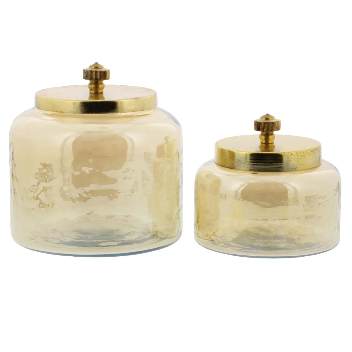 Glass Living Room Decorative Jars with Metal Lids - Set of 2 Gold - CosmoLiving by Cosmopolitan