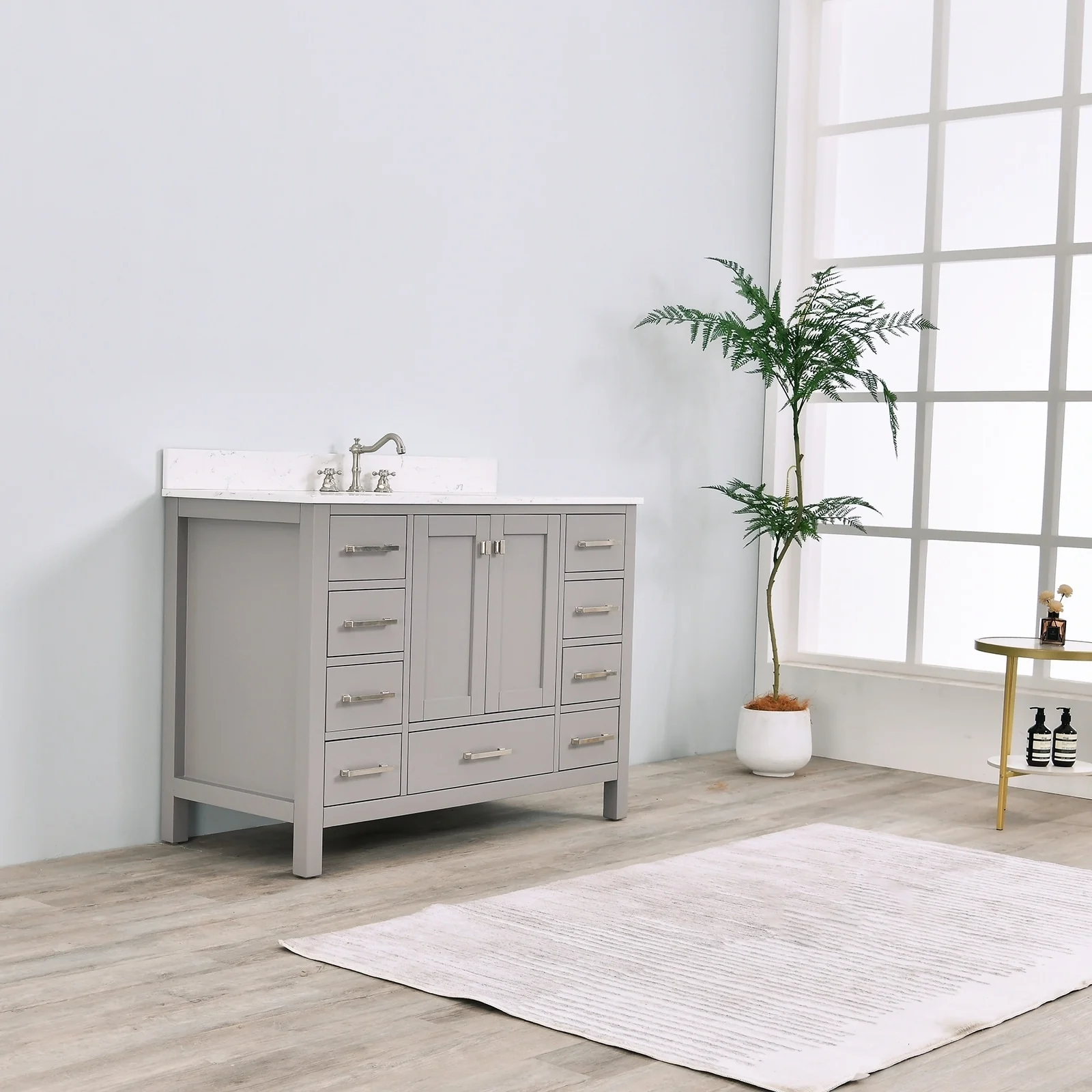 Prismosaic 48 in. Lunar Gray Vanity with Countertop & Splash, Single Sink