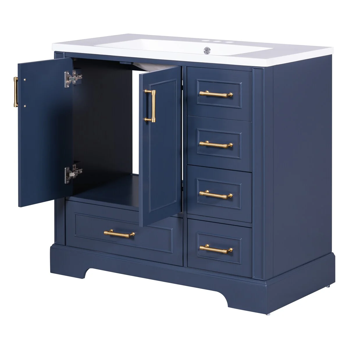Bathroom Cabinet with Two Doors and Four Drawers