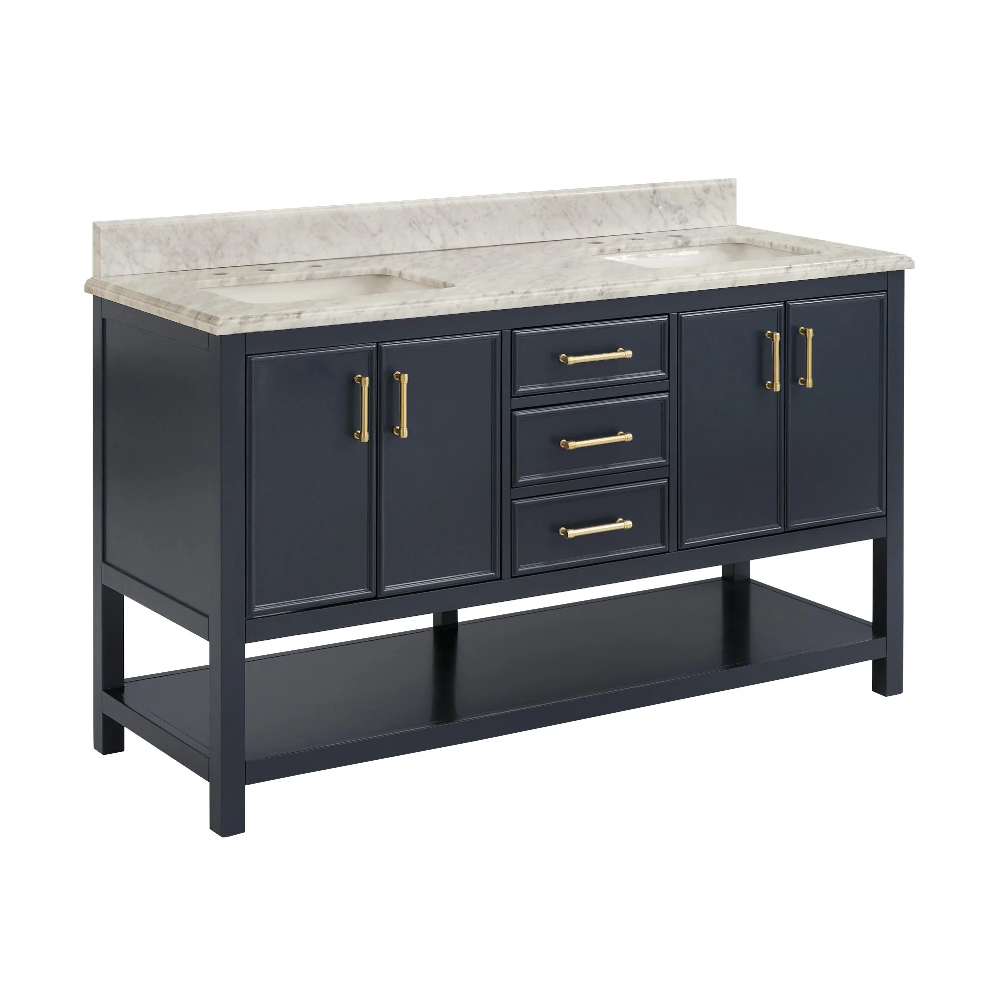 Lilleham Bathroom Sink Vanity with White Marble Veneer Stone Top by iNSPIRE Q Classic