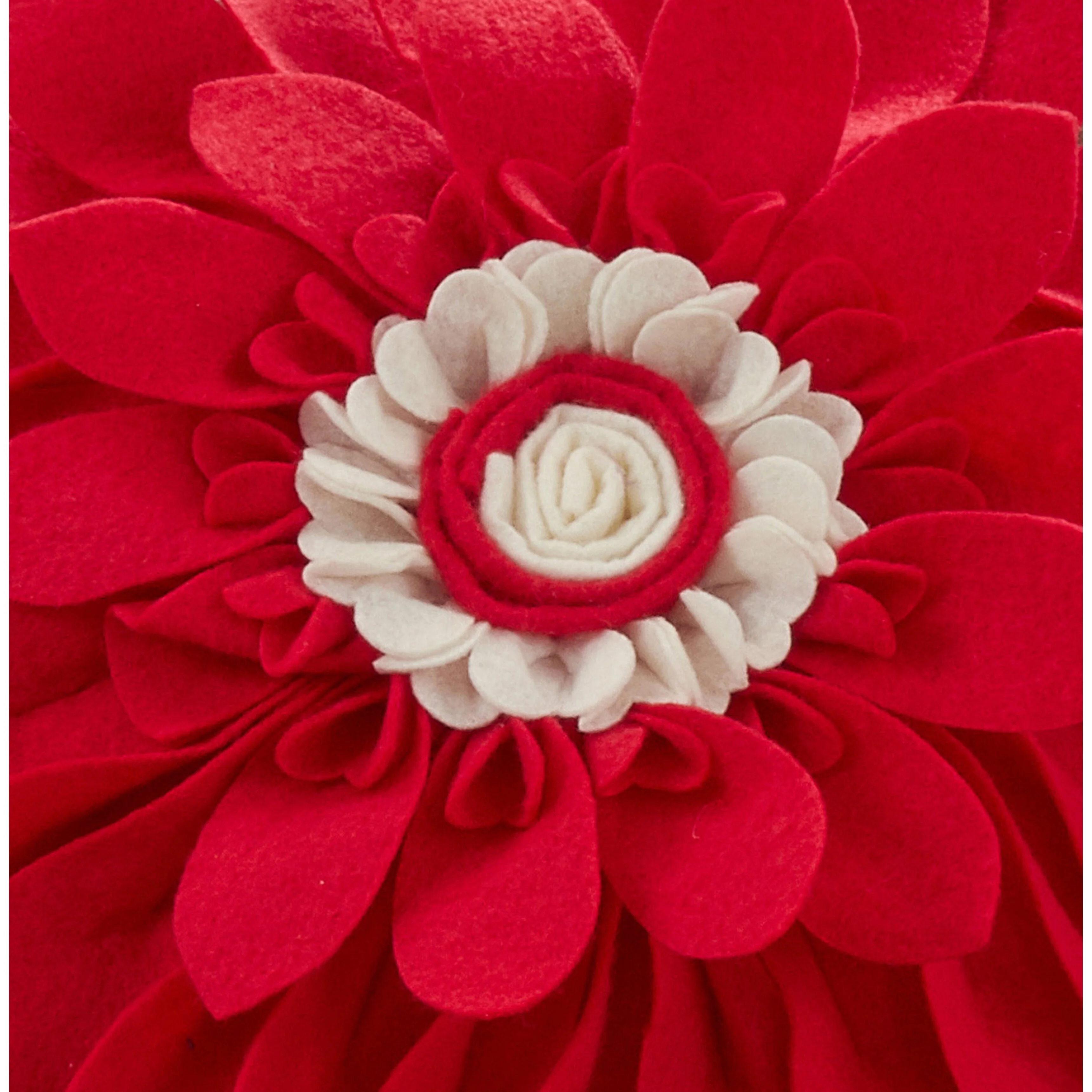 Felt Flower Design Poly-Filled Throw Pillow