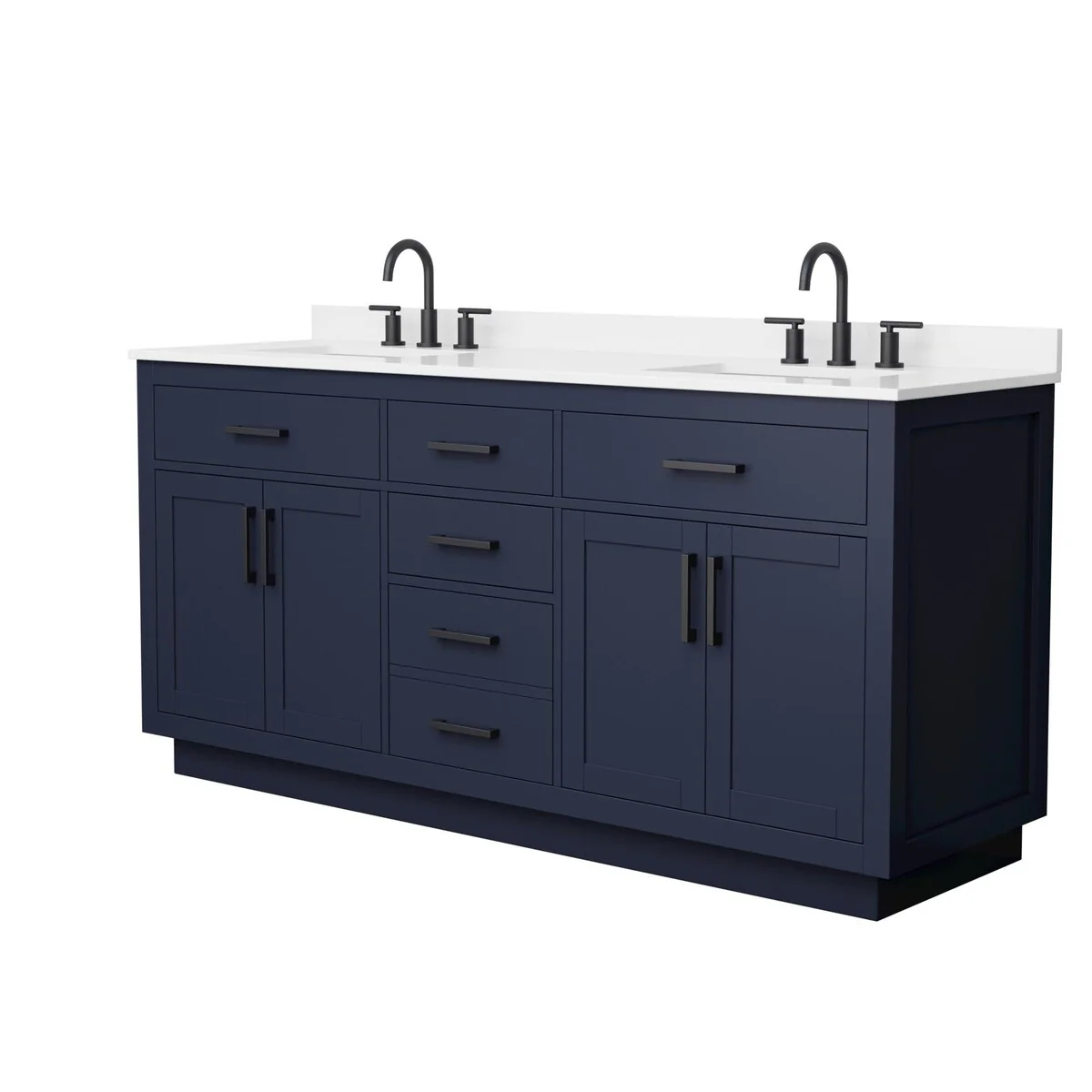 Beckett TK 72-inch Double Vanity, 3 Hole Quartz Top