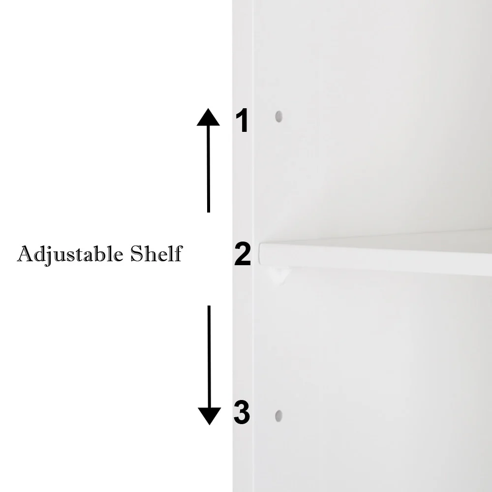 White Double Doors Adjustable Freestanding Bathroom Cabinet - 23.62