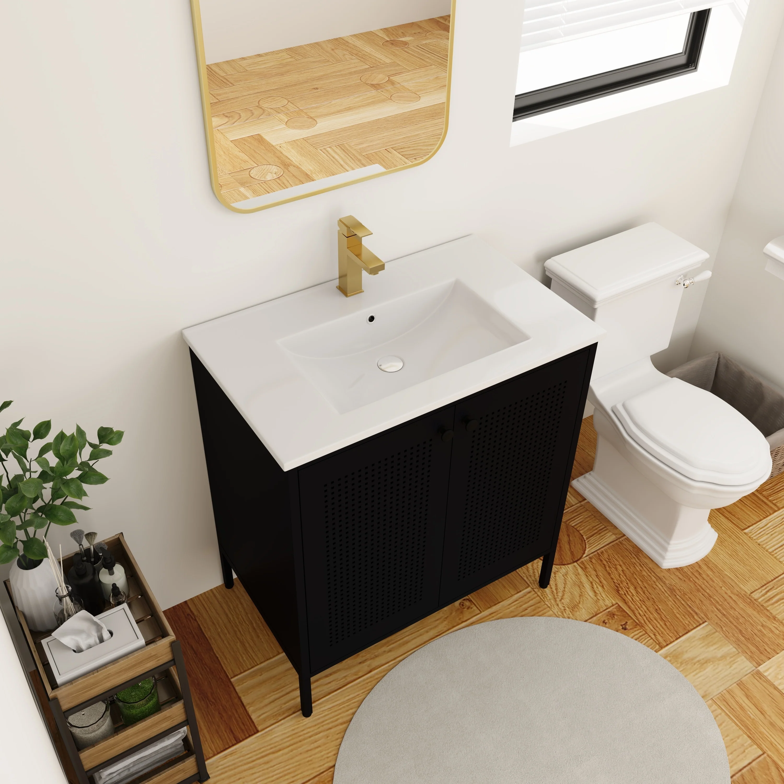 BNK 24/30 inch Freestanding Single Sink Bathroom Vanity with Soft Close Door and 1 adjustable shelf