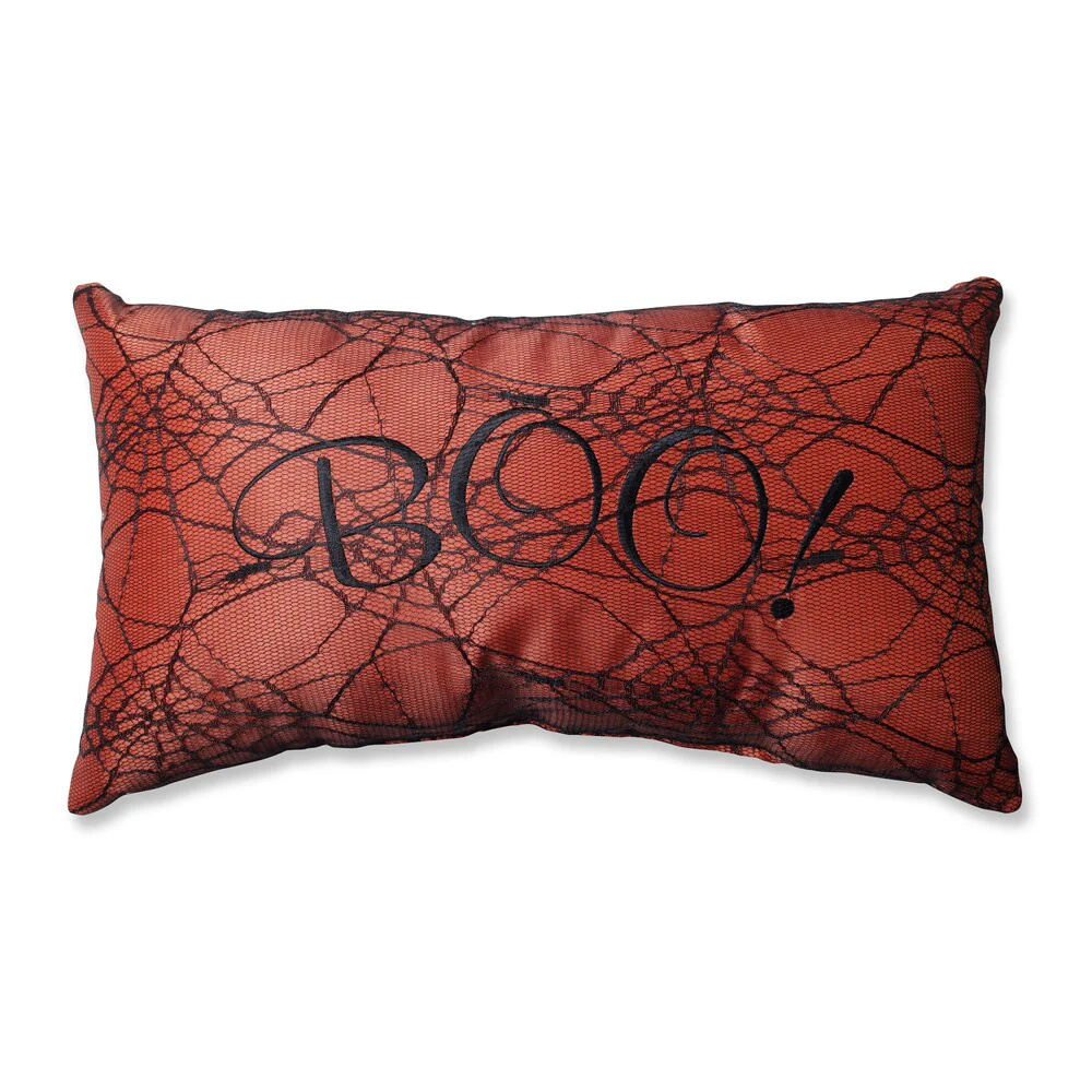 Pillow Perfect 'Boo' Orange Rectangular Throw Pillow