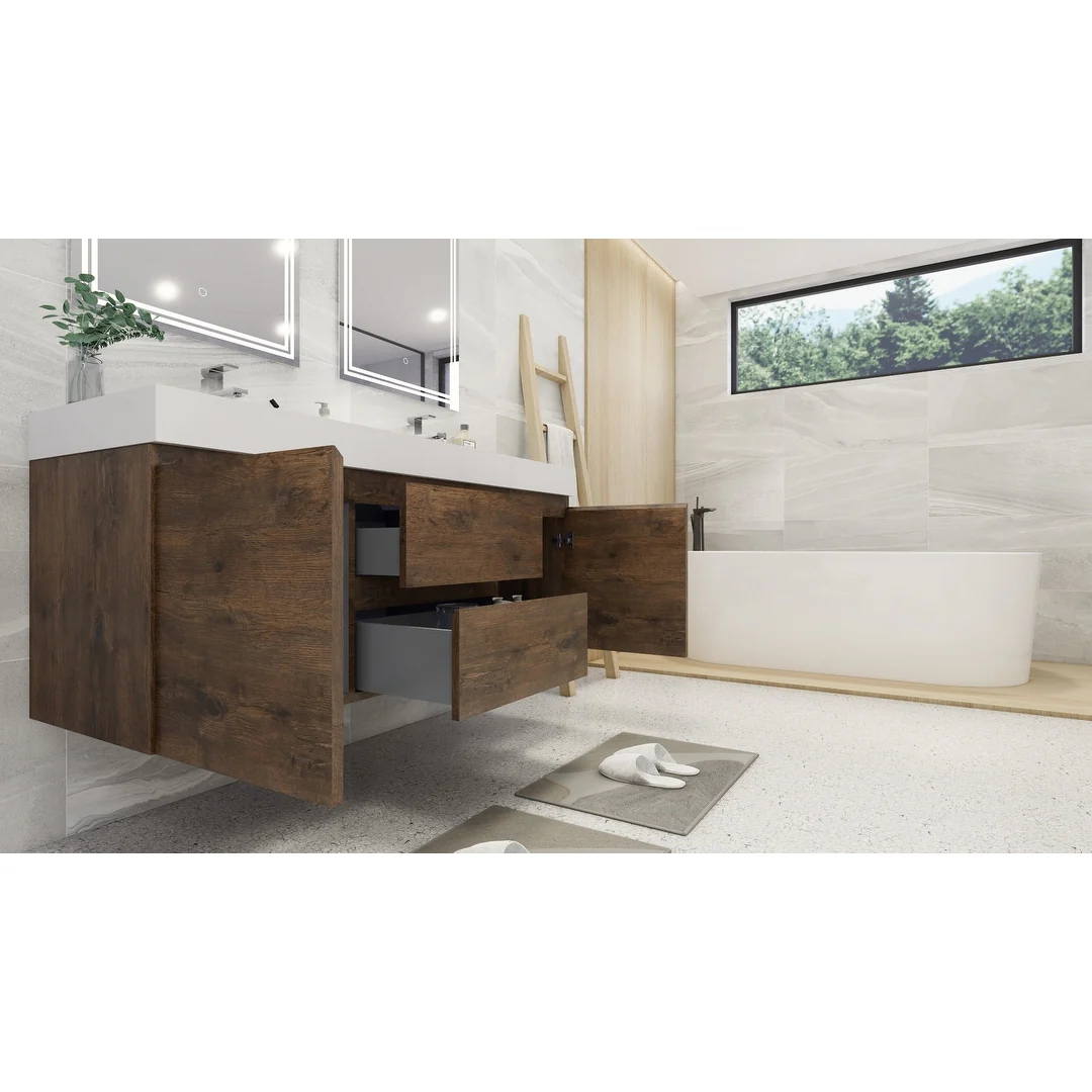 Baillie 60'' Wall-Mounted Vanity with Double Reinforced Acrylic Sink