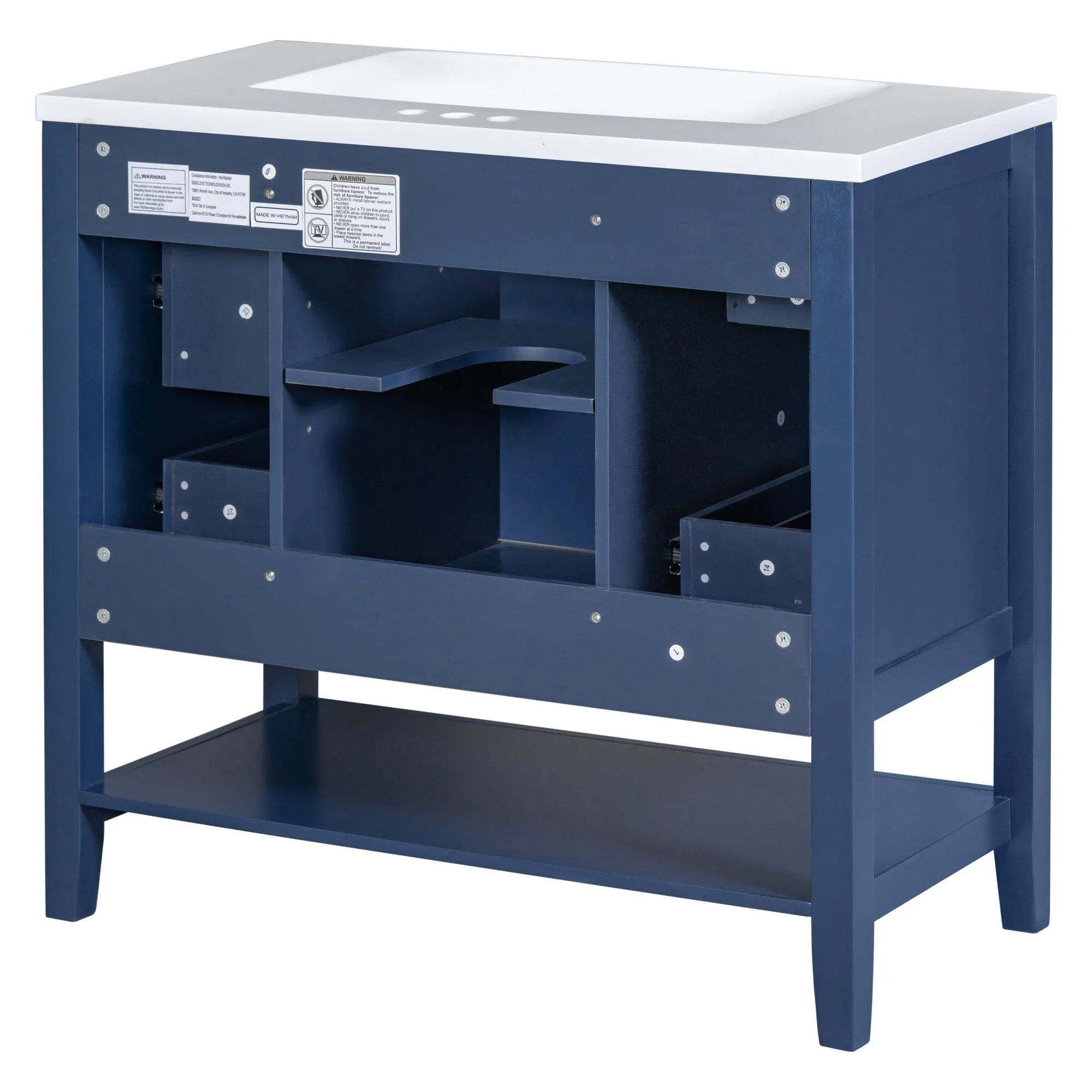 36 Inch Freestanding Bathroom Vanity Set with Drawers and Ceramic Sink