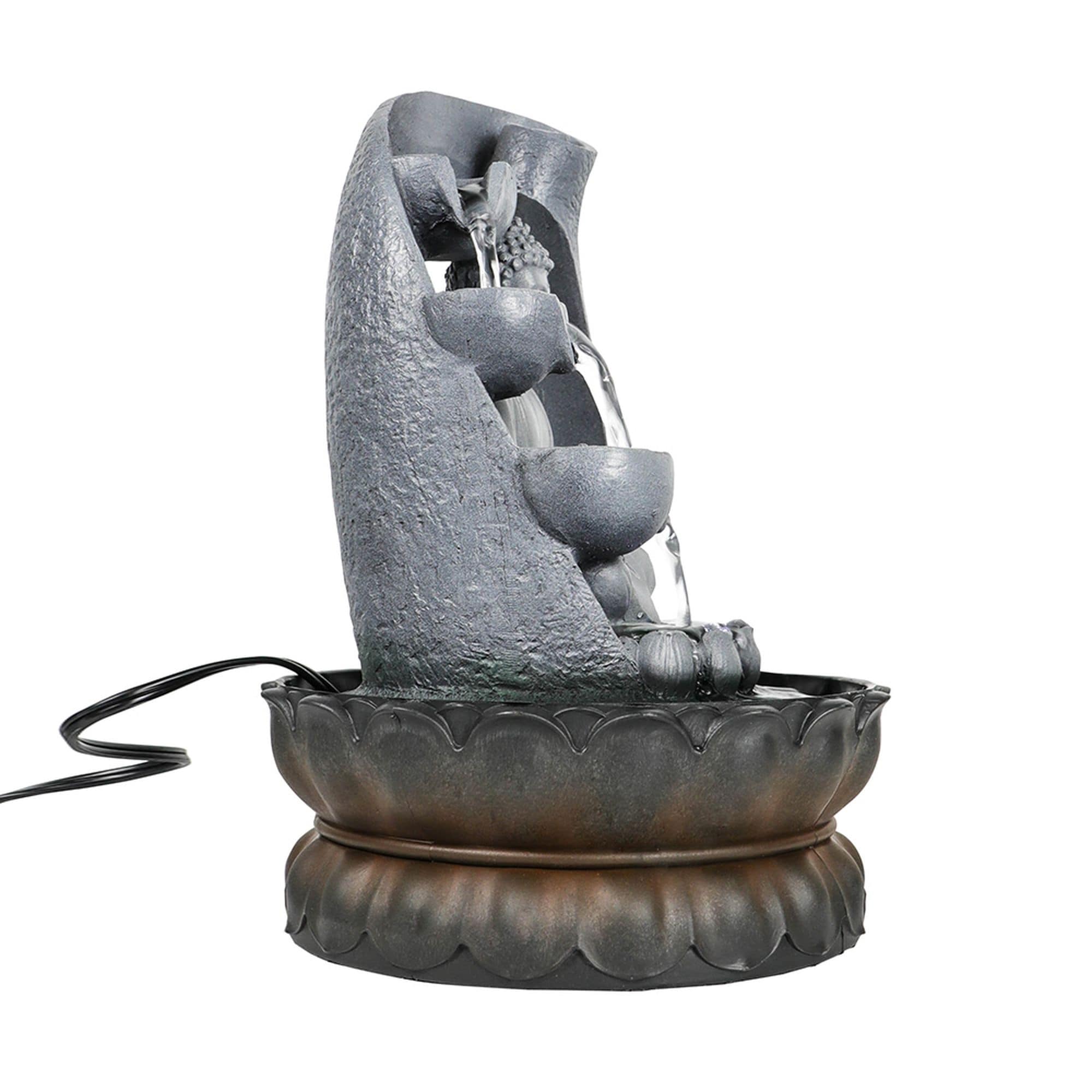 Tabletop Buddha Fountain with Light, Buddha Feature, 11-inch