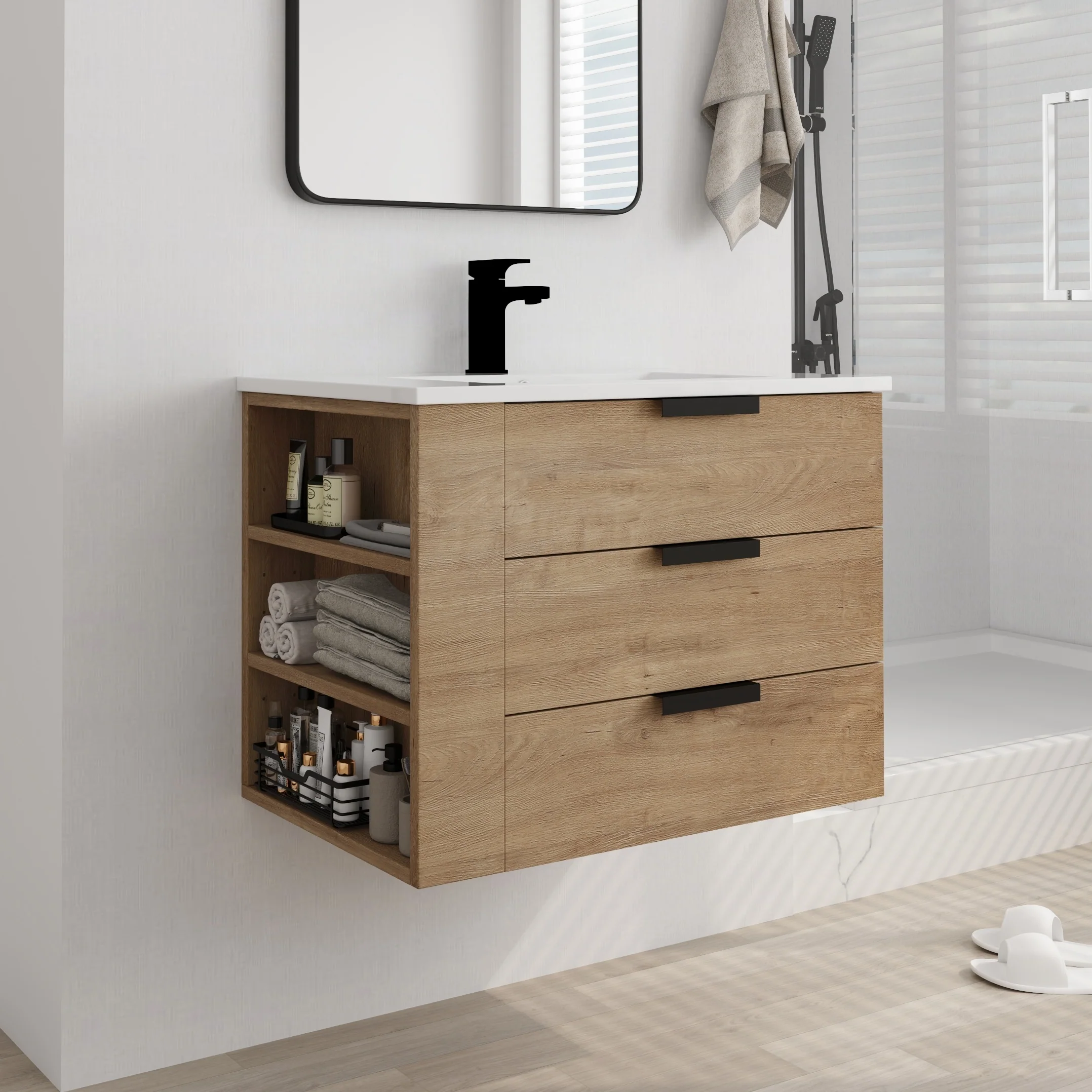 Beingnext 30''/36'' Single Sink Floating Bathroom Vanity with Soft Close Drawer and Adjustable Shelf