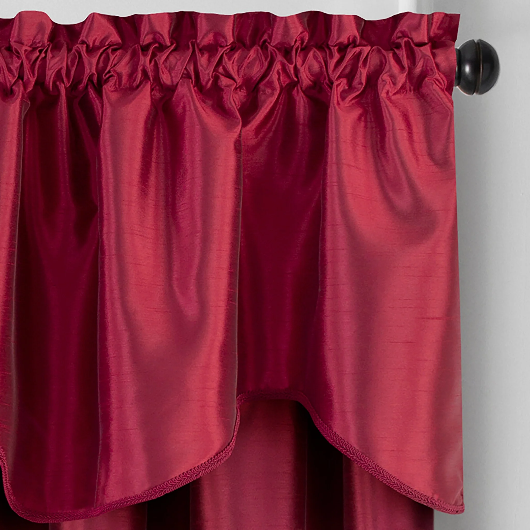 Gracewood Hollow Foster Faux Silk Scalloped Window Valance - 50