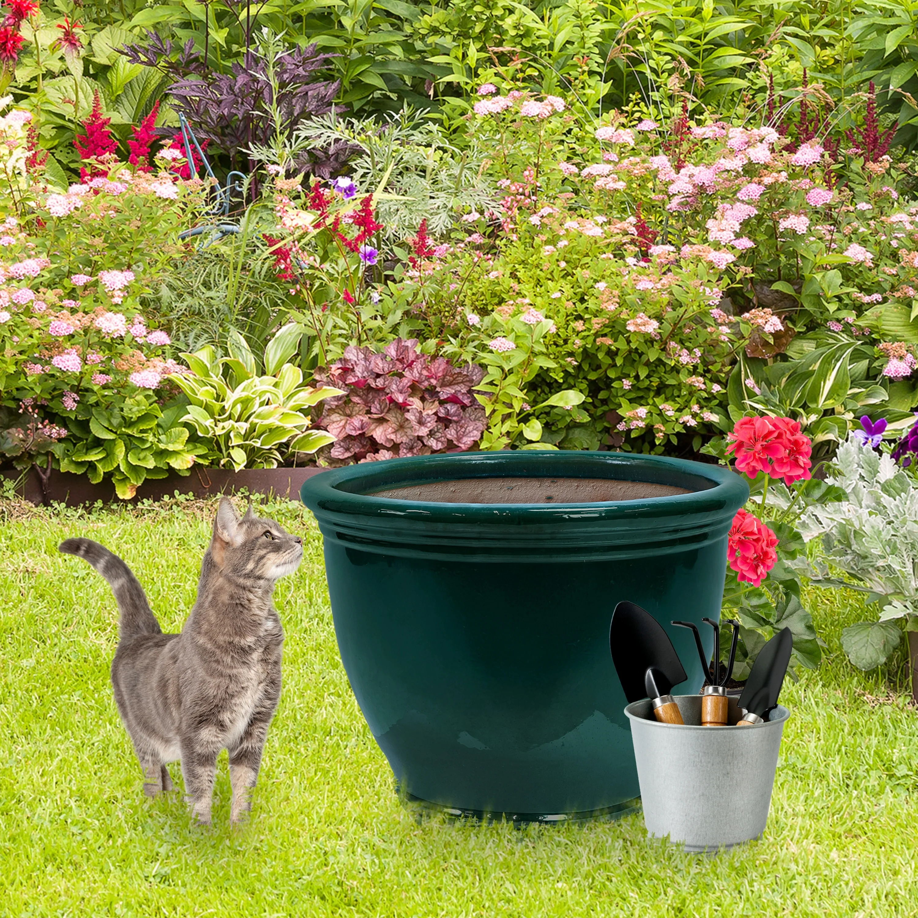 Sunnydaze Studio Glazed Ceramic Planter with Drainage