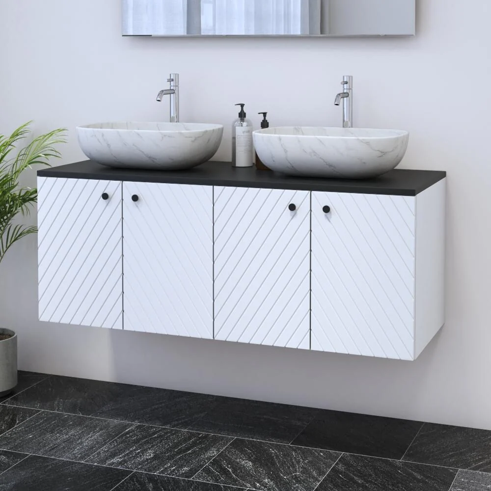 Avela 4D 120 Double Sink Floating Bathroom Vanity (48