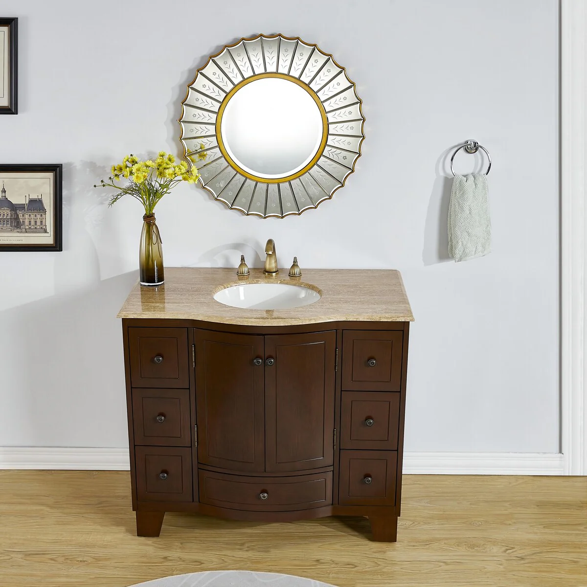 Stufurhome Alandra 40 Inches Dark Cherry Single Sink Bathroom Vanity - 40