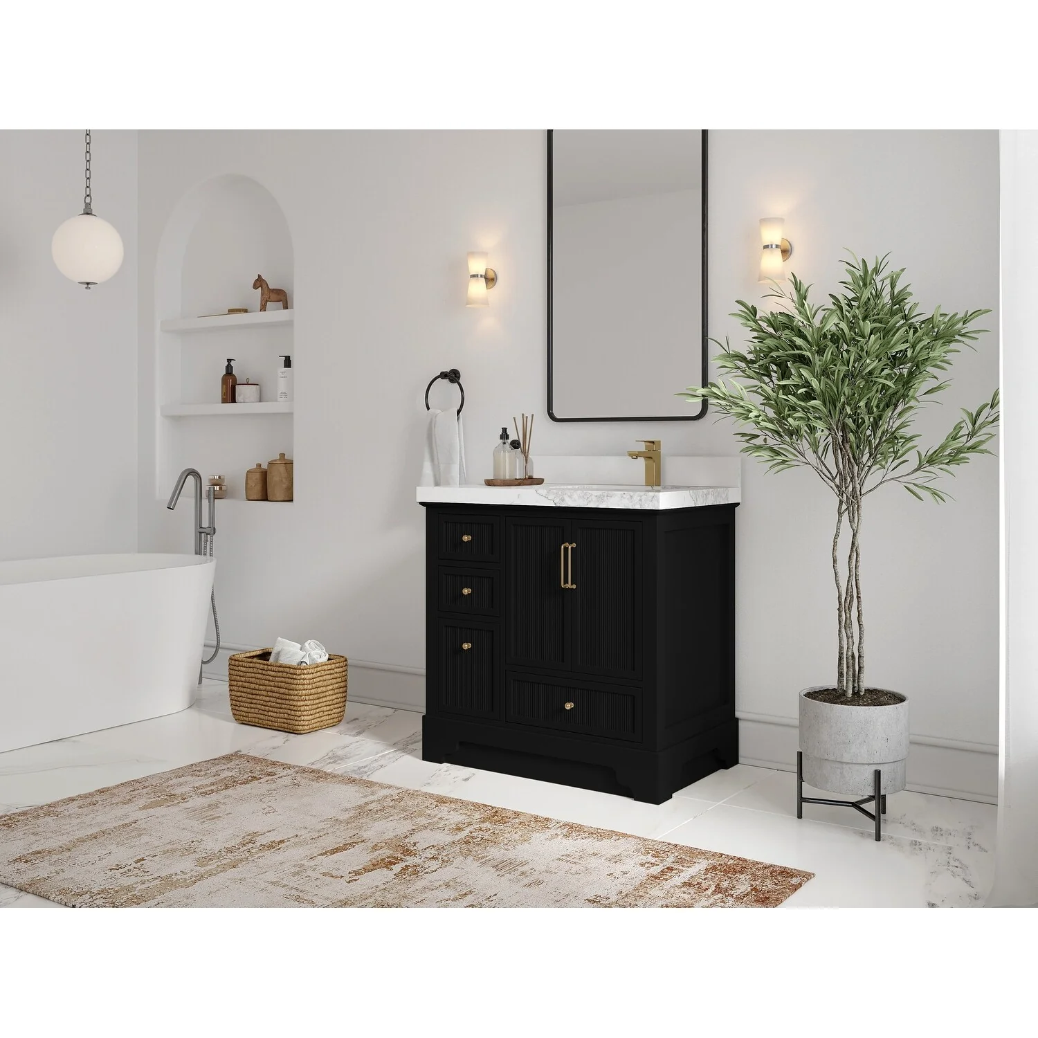 Willow Collections 36 in. W x 22 in. D Alys Right Offset Sink Bathroom Vanity with Countertop