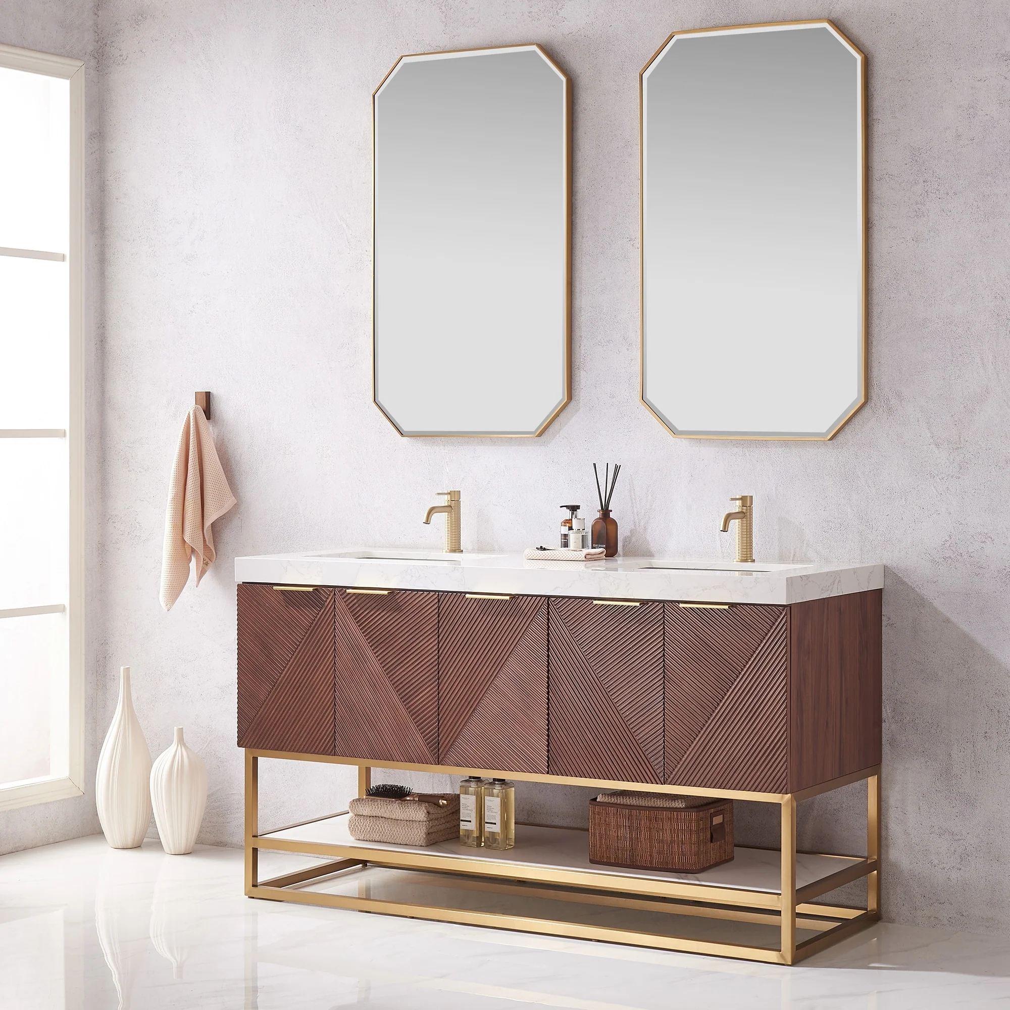 Mahon Double Bath Vanity with Composite Stone Top without Mirror