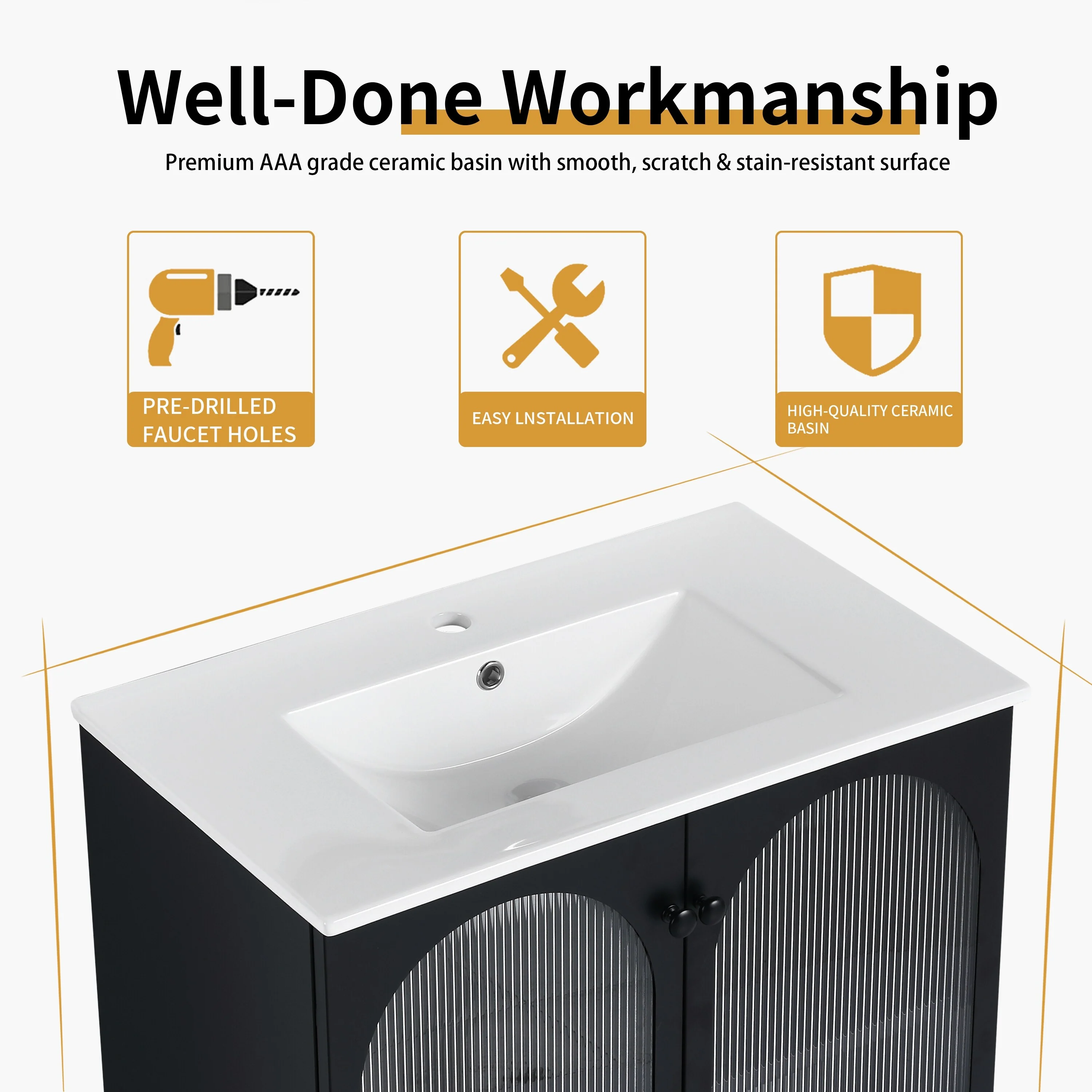 Bathroom Vanity With Sink In 30 Inch, Freestanding Bathroom Vanity With Soft Close Door