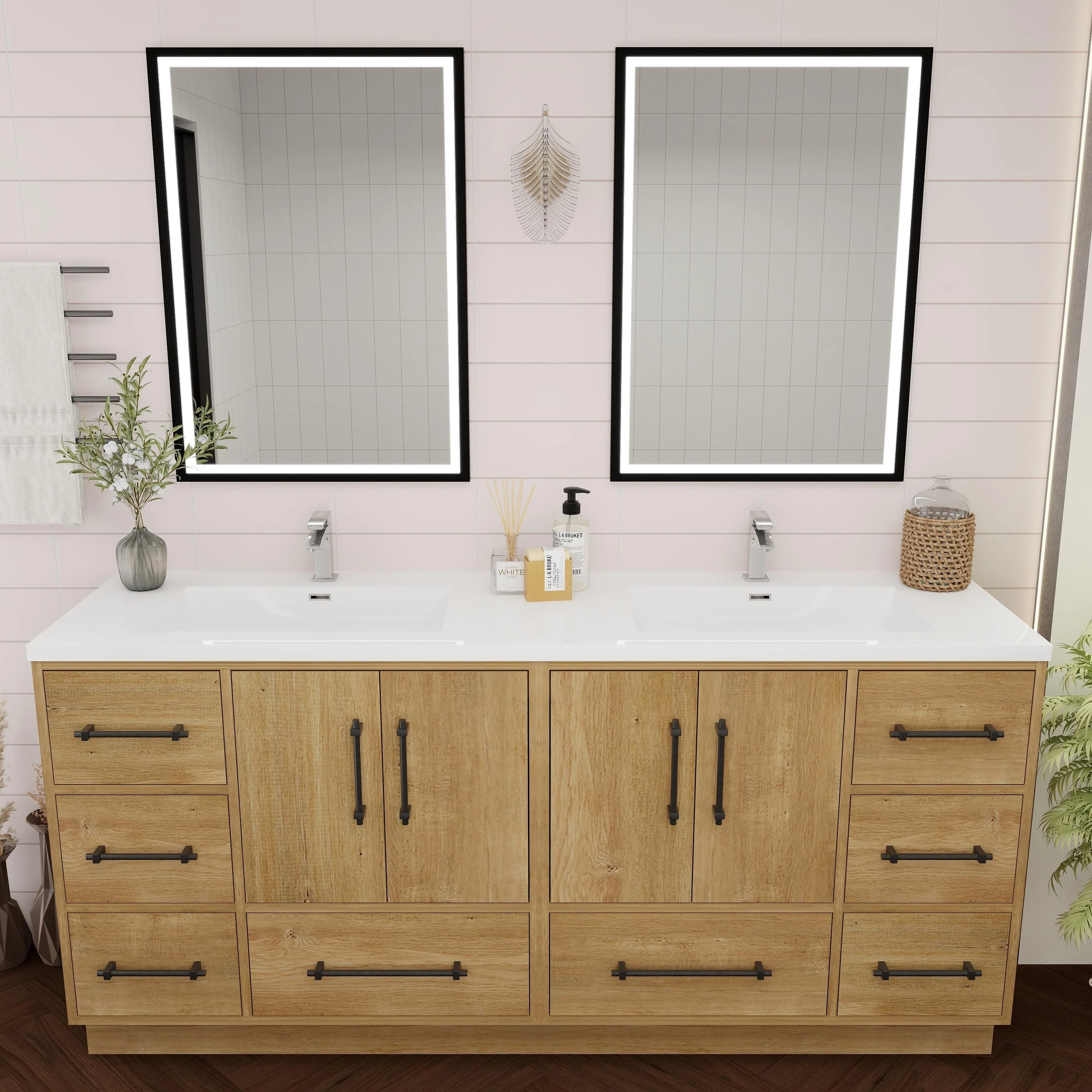 Victoria 72'' Freestanding Vanity with Double Reinforced Acrylic Sink - 71.5