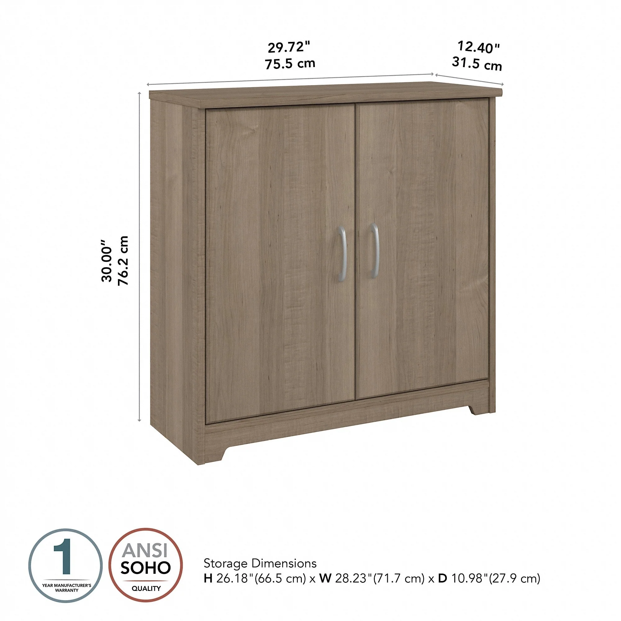 Cabot Small Bathroom Storage Cabinet with Doors by Bush Furniture